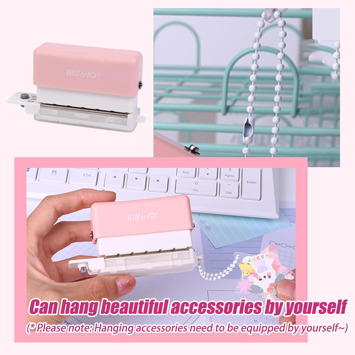 Adjustable 6 Hole Punch with Positioning Mark, Portable 6 Hole Puncher for Binder, 5 Sheet Capacity, Reduced Effort Paper Puncher for 30 Holes on A4, 20 Holes on A5, 26 Holes on B5,Pocket Size