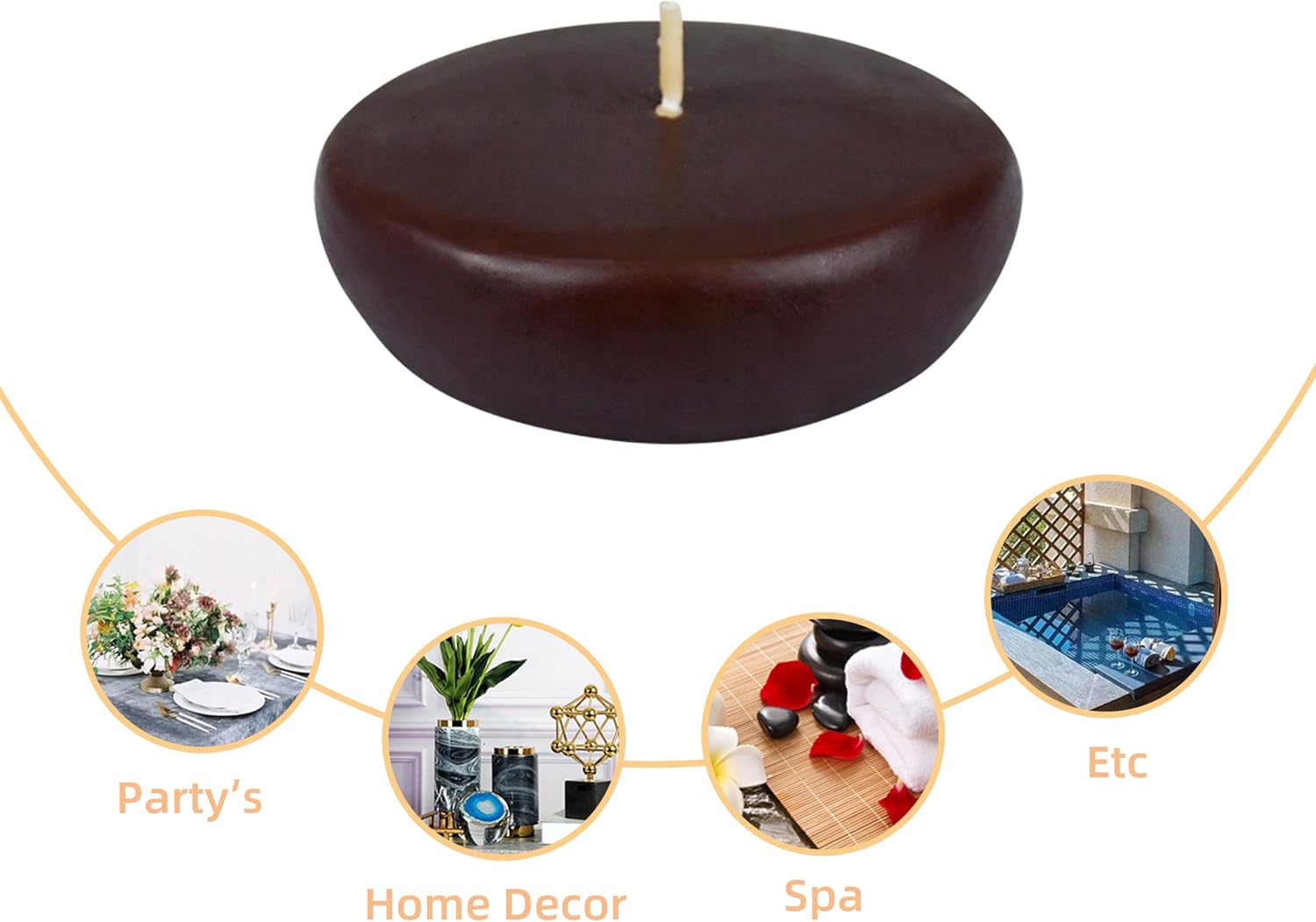 Zest Candle 24-Piece Floating Candles, 2.25-Inch, Brown