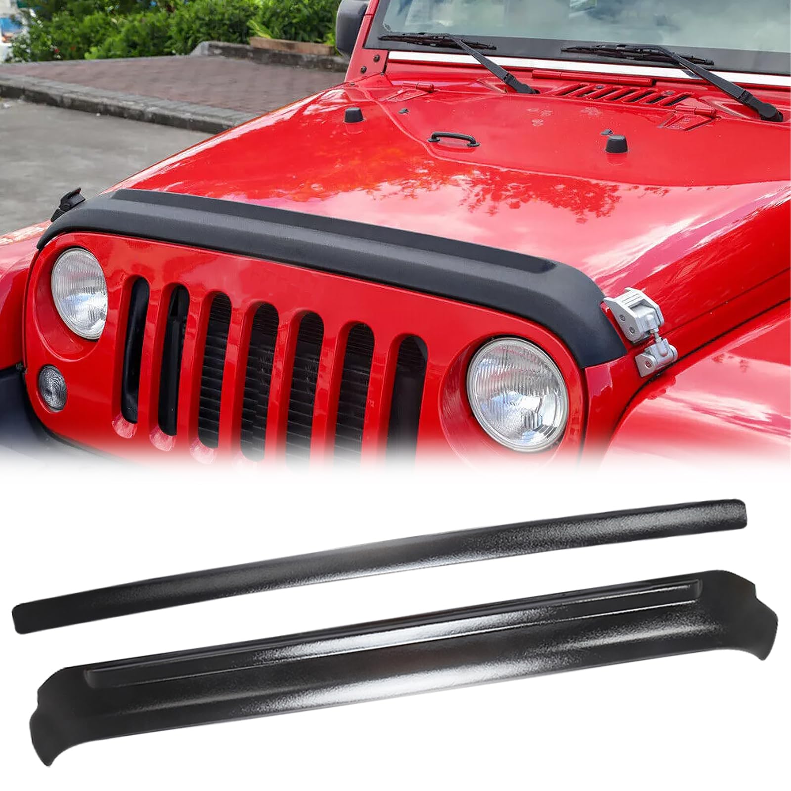 hood deflector hood protector with tailgate protector compatible with 2007-2018 jeep wrangler jk hood protector bug deflector stone guard