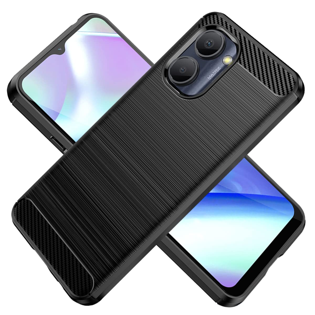 HTXWXJC Case for Realme C33 Case, Realme C30/Realme C30S Case Realme Narzo 50i Prime Case, Slim Thin Carbon Fiber TPU Rubber Protective Cases