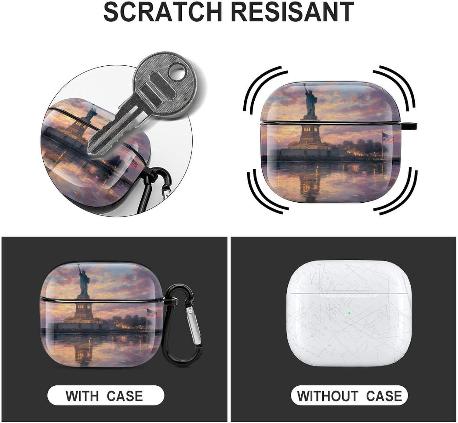 U.S.A. Statue Flag Sunset Cute Earbud Case Shockproof Headphone Cases image 3