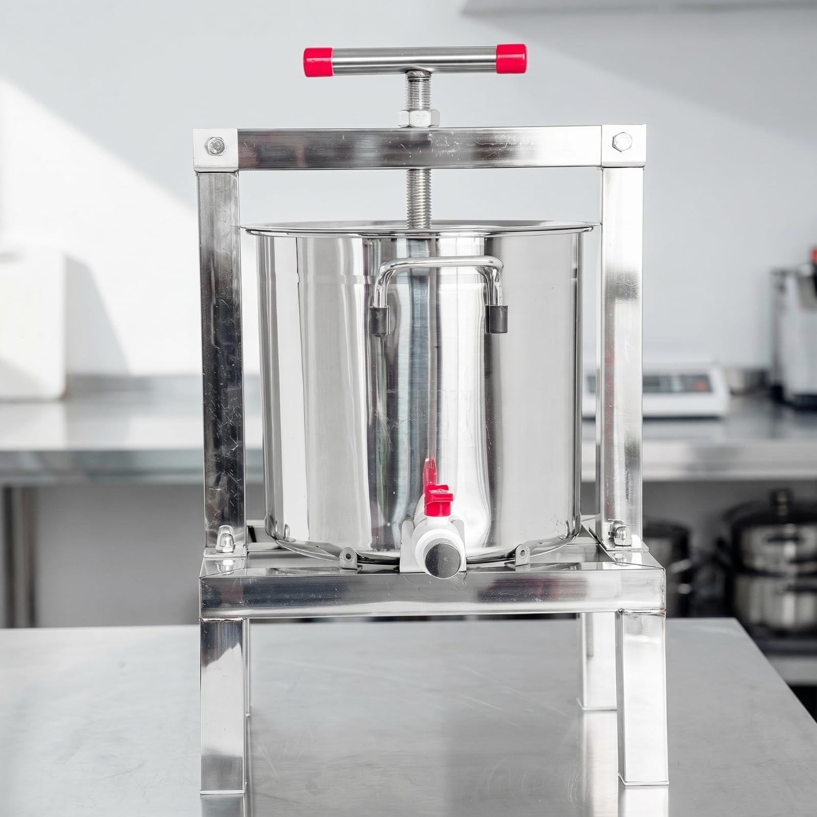 Torchio in Acciaio Inox Robusto Estrattore Compatto Smielatore per Fattoria, Laboratorio, Con Valvola E Cuscinetto Completamente Sigillato