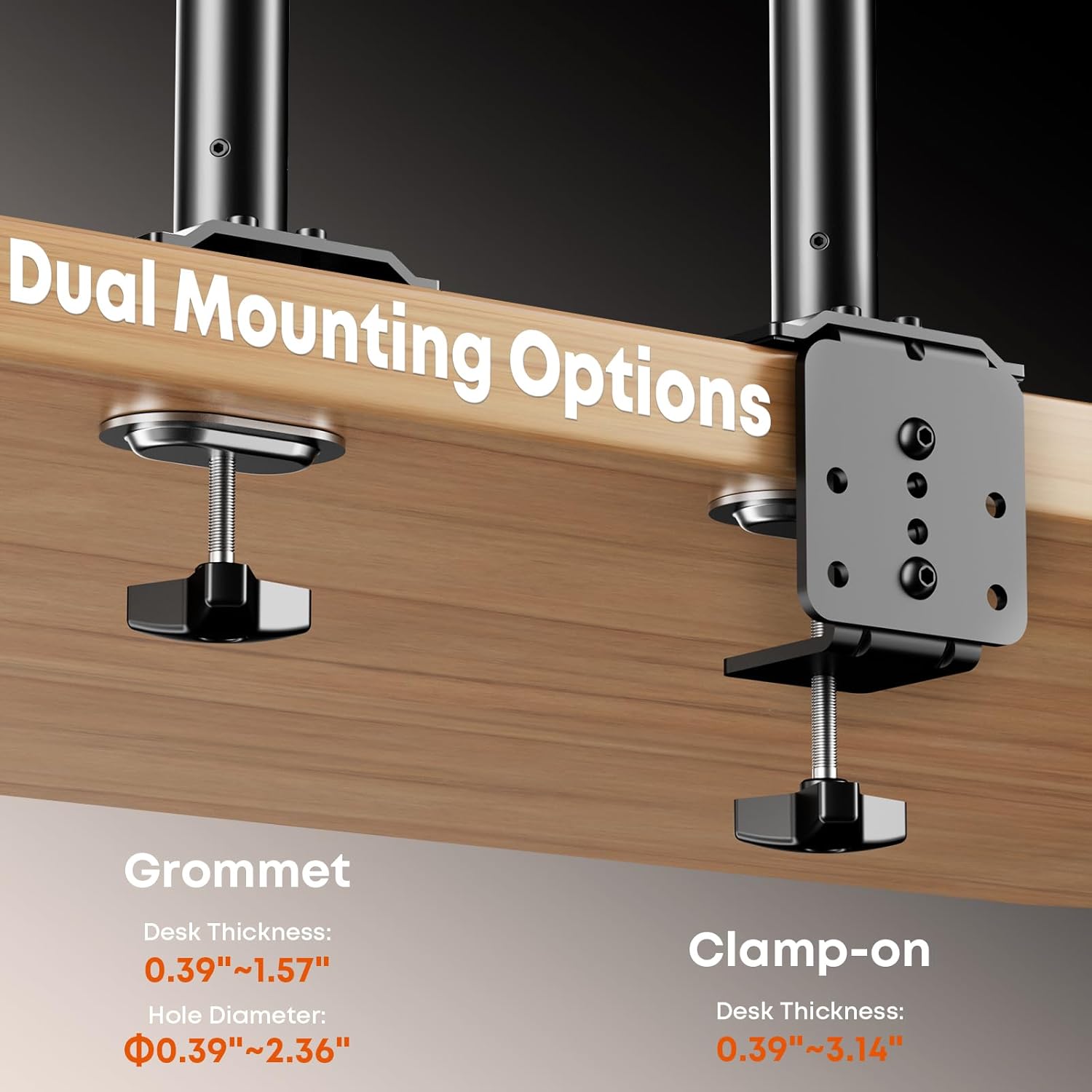 Quad Monitor Mount for 17-27 Inches - Fully Adjustable Heavy Duty 4 Monitor Arm Desk Mount, Max Load 22lbs per Screen, Clamp/Grommet, VESA 75/100 mm, Black