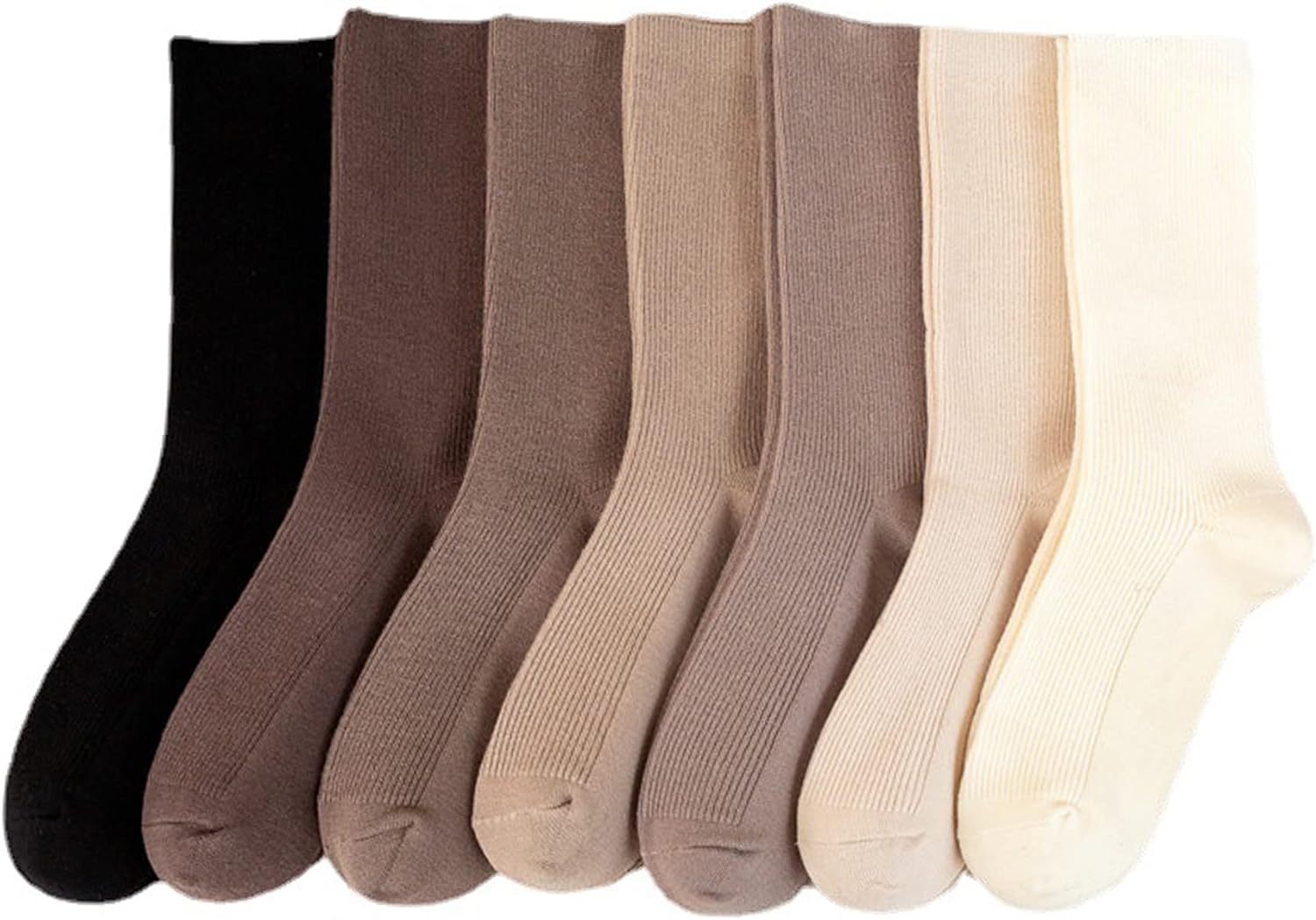 7 Pairs Comfortable Fashion Wool Socks for Girls and Women - Above Ankle Crew Stretch Neutral for All Seasons