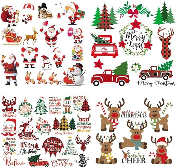 4 Packs Christmas Iron on Patches for TShirt Classic