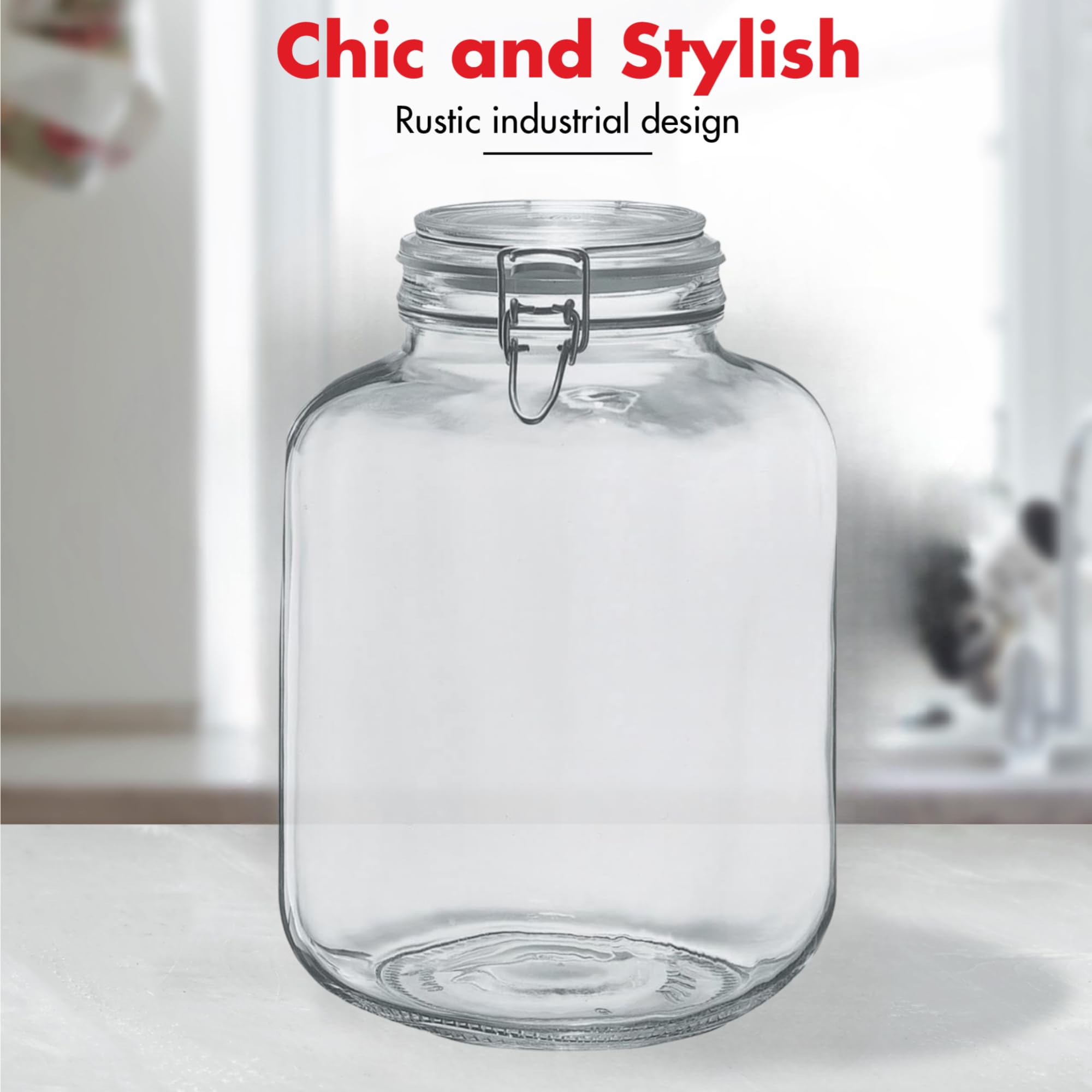 Amazon｜大型ガラス密閉保存瓶詰ジャー イタリア製 14オンス 1.1ガロン
