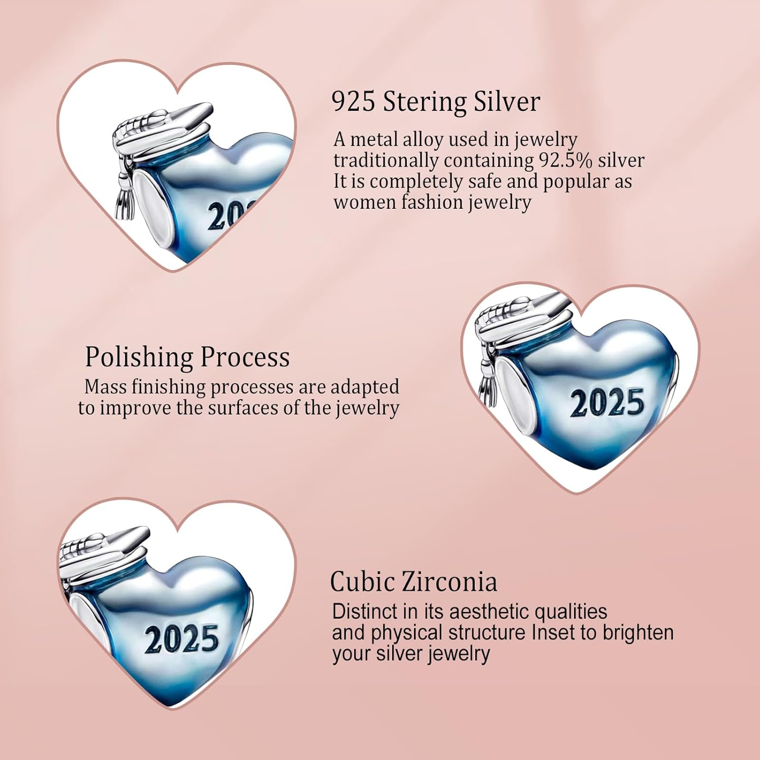 2025 Graduation Mom Friends 925 Sterling Silver Charms Family Dangle fit Bracelets Necklaces,Charms for Bracelet Valentine Mother's Day Gift - Image 4