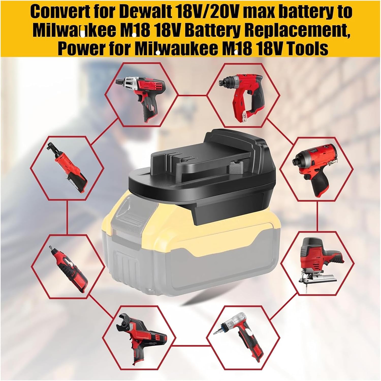 URUN for Dewalt to Milwaukee Adapter, Battery Adapter for DeWalt 20V&60V Lithium Battery Convert to for Milwaukee M18 18V lithium ion battery M18 Battery Use for Milwaukee M18 18V Cordless Power Tool - Image 6