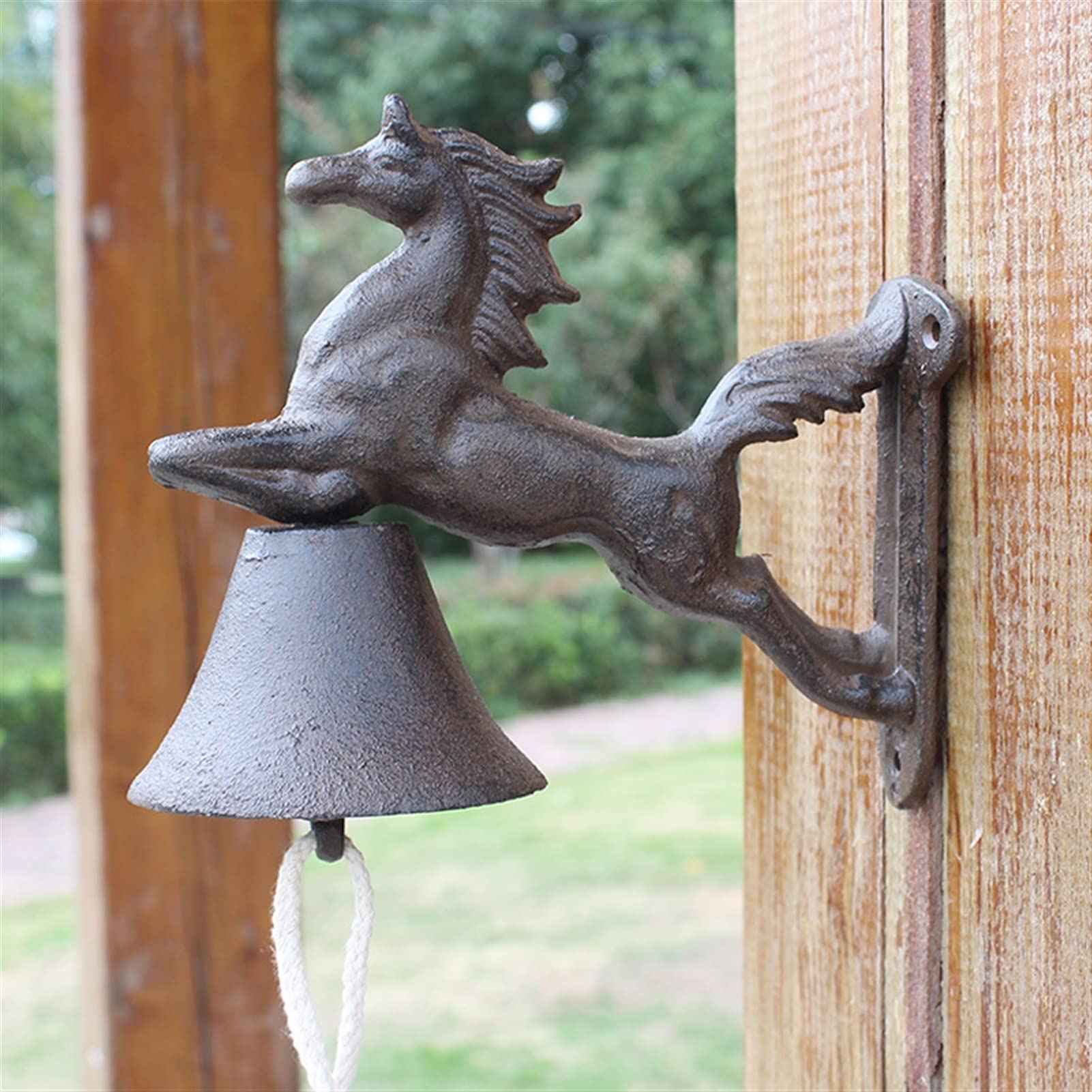 doorbell, Wall Hanging Doorbell Cast Iron Horse Hand Cranking Bell Farm House Handmade Retro