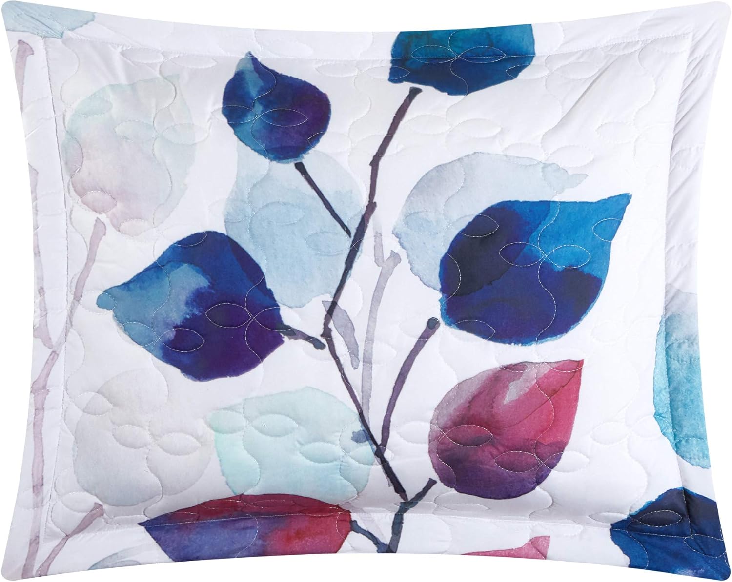 Chic Home Alecto 4 Piece Reversible Quilt Set Contemporary Watercolor Floral Theme Design Bedding-Decorative Pillow Shams Included, King, Multi Color