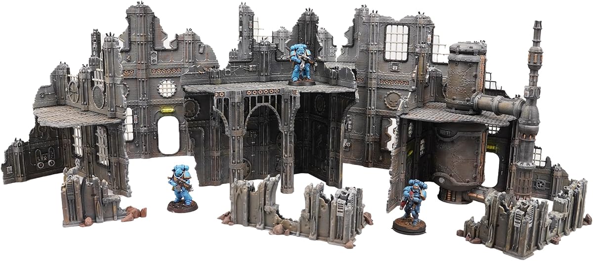 Fabricator's Foundry - Ruinas de ciencia ficción Grimdark - Terreno de torneo de ciencia ficción modular para ruinas competitivas de juegos de guerra de mesa 28 mm 32 mm