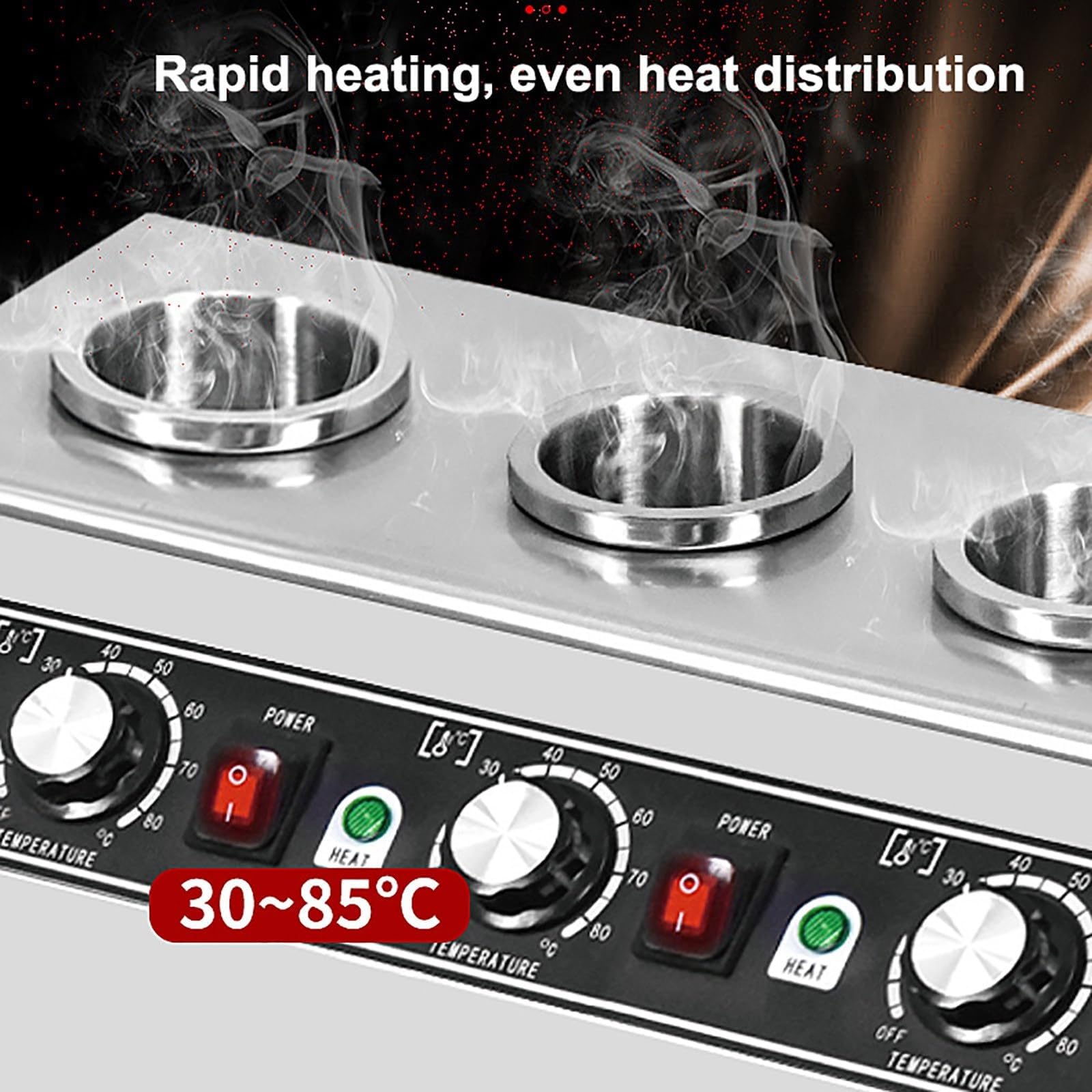 Calentador Eléctrico Comercial De Salsas, Calentador De Chocolate Caliente Con Control Independiente Y Dispensador De Aderezos, Temperatura Ajustable De 30 A 85°C, Para Queso Nacho(3cans)