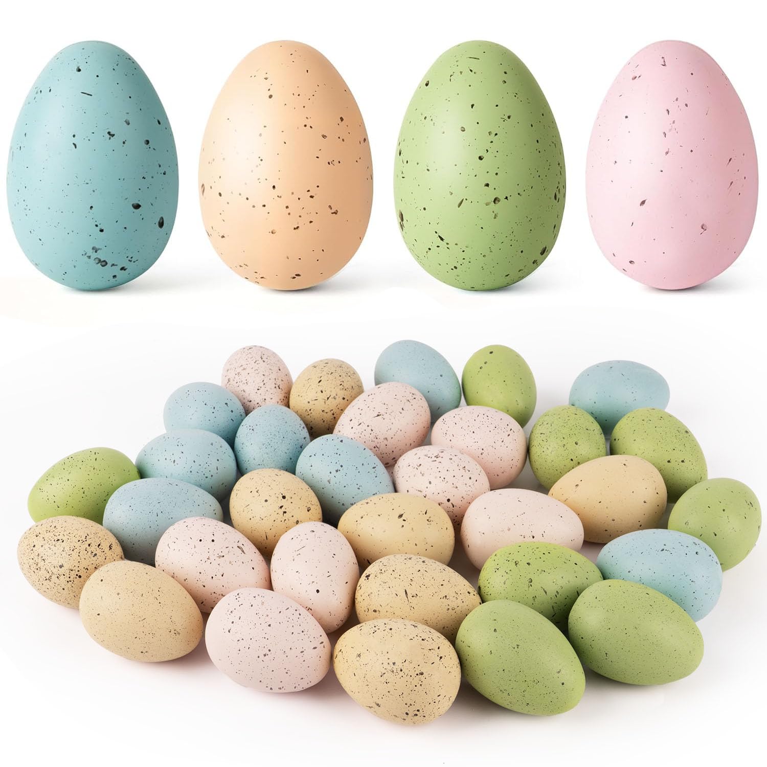 Photo 1 of OLIKER 24/16/36 Pcs Easter Speckled Eggs, 2.4" Multi Colors Plastic Eggs for Easter Decorations, Pastel Easter Decor,Bowl & Vase Filler, Easter Basket Filler and Spring Table DIY Decor