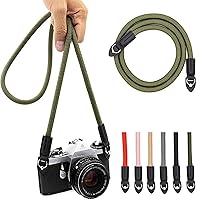 Eorefo Vintage Nylon Climbing Rope Camera Strap - 100cm Durable Neck Shoulder Wrist Strap for DSLR Mirrorless Cameras (Army Green)