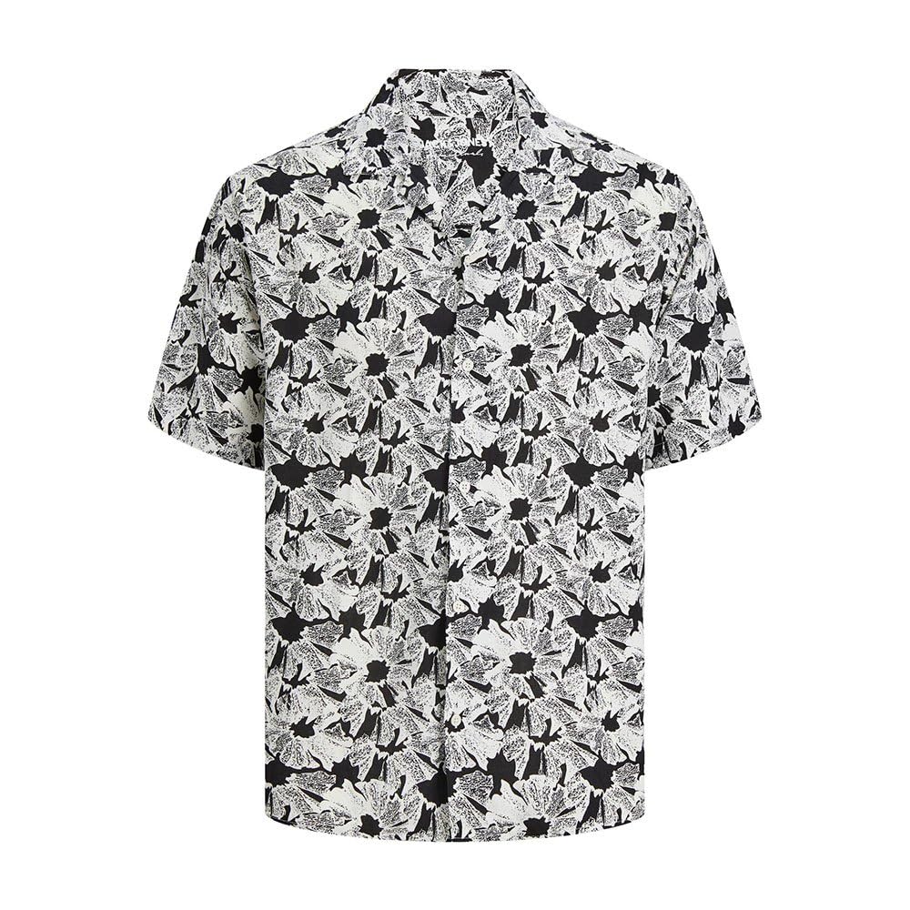 Jack & Jones Jorluke Party AOP Shirt SS Blk Camisa de Manga Corta, Cloud Dancer, M Hombres