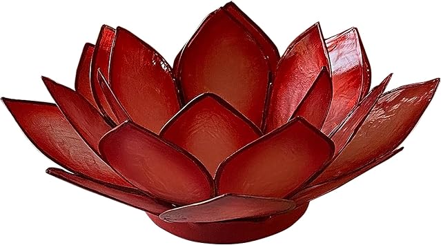 Paradise Red Horizon Capiz Lotus Tea Light Holder