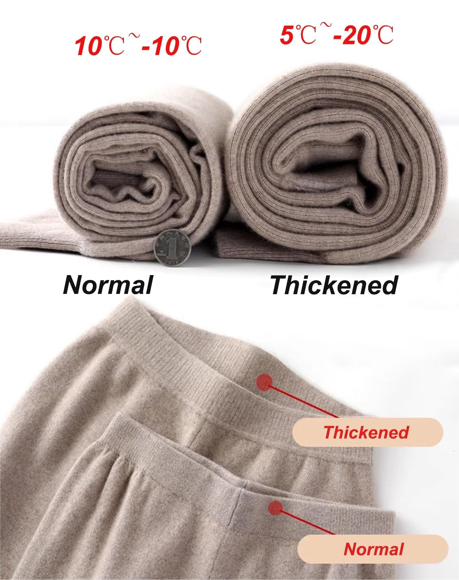 Uomo Donna Leggings Termici 100% Cashmere, Pantaloni di Biancheria Intima Strato di Base per l'autunno Inverno