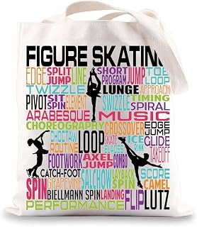 BWWKTOP Figure Skating Tote Bag Figure Skater Gifts Ice Skater Gift Skating Shoulder Bag For Skating Lover Skating Team