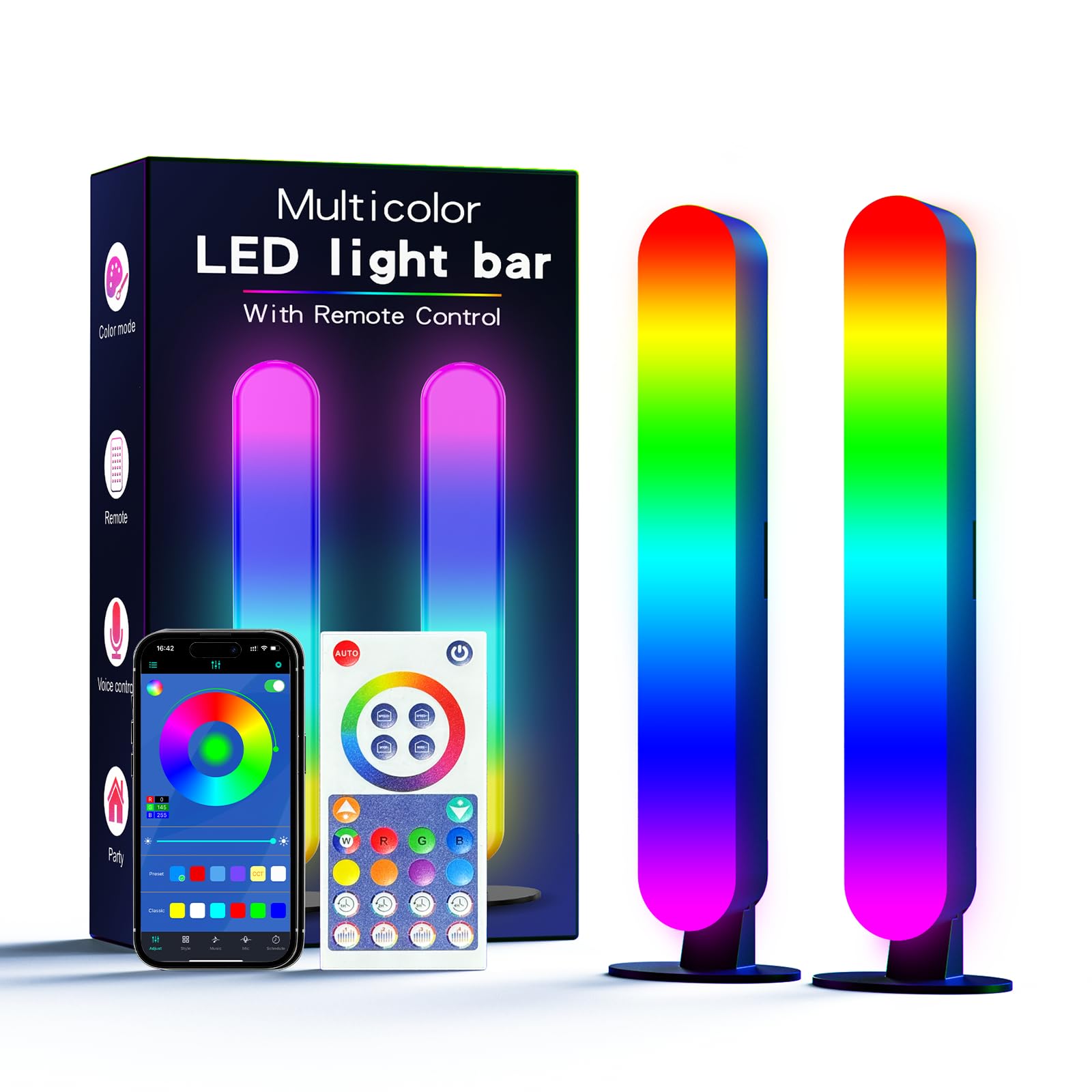 LED Light Bar, Music Synced RGB Light Bars, 16 Million Colors Changing TV Light Bar with Remote &APP Control Timing Function, RGB Desk Lamp for Computer Monitor, Gaming, TV, Room, Party