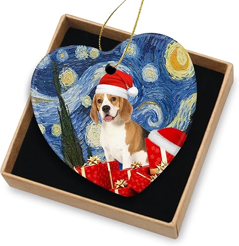 Adorno de Navidad para perros, regalos para amantes de los perros, decoraciones de Navidad para perros, adornos de cerámica para árbol de Navidad,