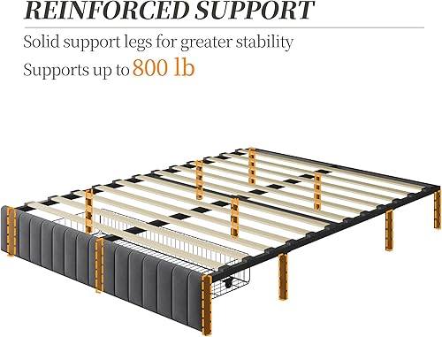 Miniatura 9 de Yaheetech Queen Upholstered Platform Bed with 4 Storage Drawers, No Fixed Headboard, Mattress Foundation with Wood Slat Support, No Box Spring