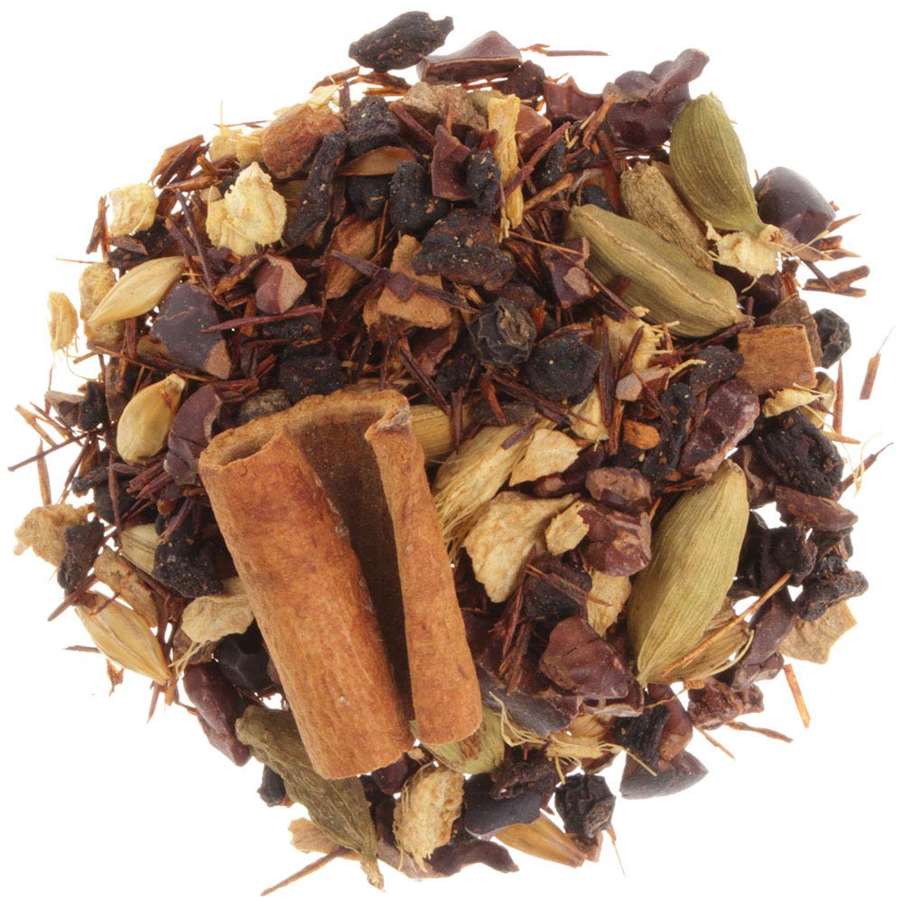 AURESA Ayurveda Tee Gemütswärmer | Kräutertee mit Rooibos, Kakao-Stücken und Zimt | Gute Laune Mischung für die Tasse