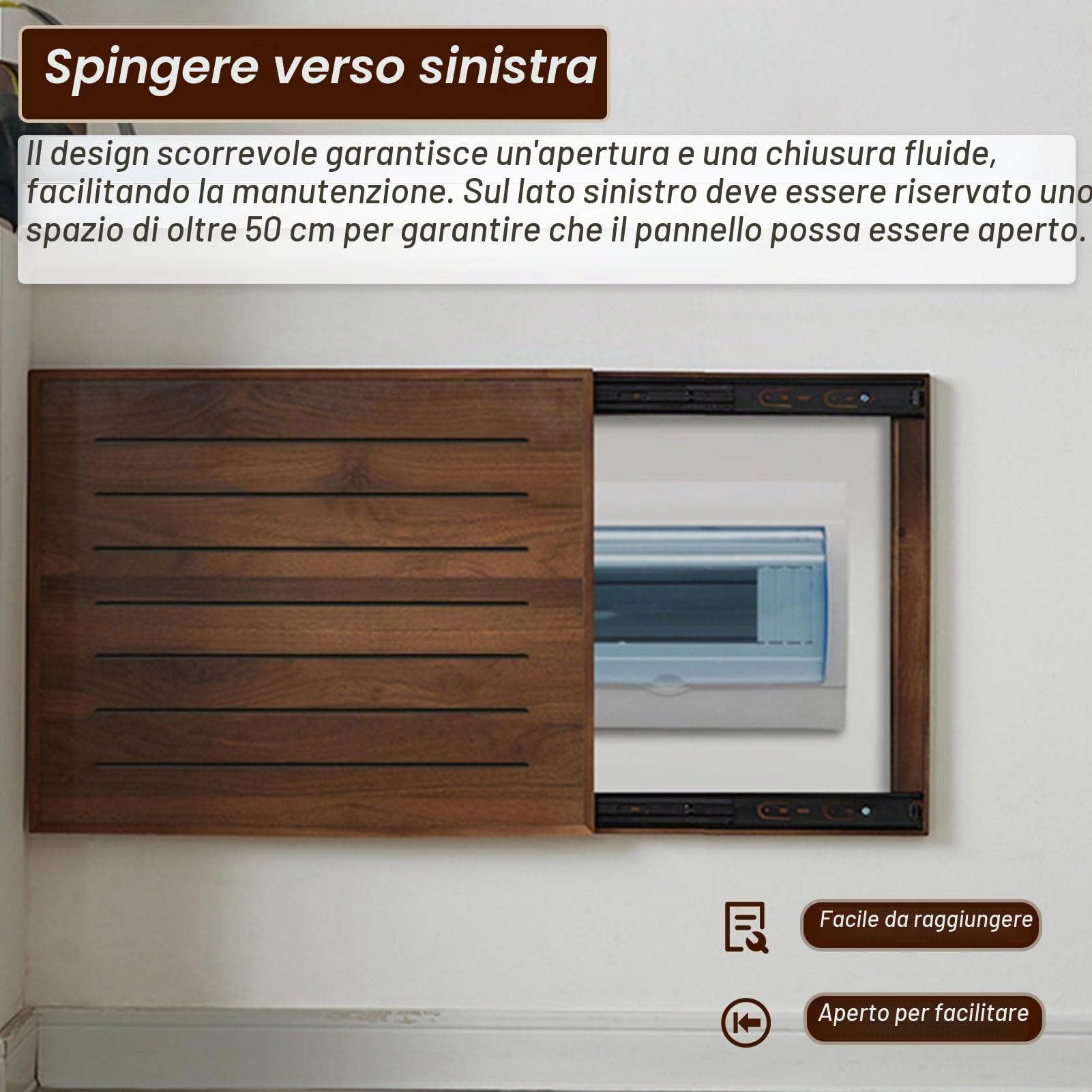 Copri Quadro Elettrico Coperchio per Quadro Elettrico, Copertura Decorativa Scatola Dei Fusibili, Pannello A Scomparsa Interruttori Automatici A Pressione.(Left Walnut,40x30cm/16x12in)