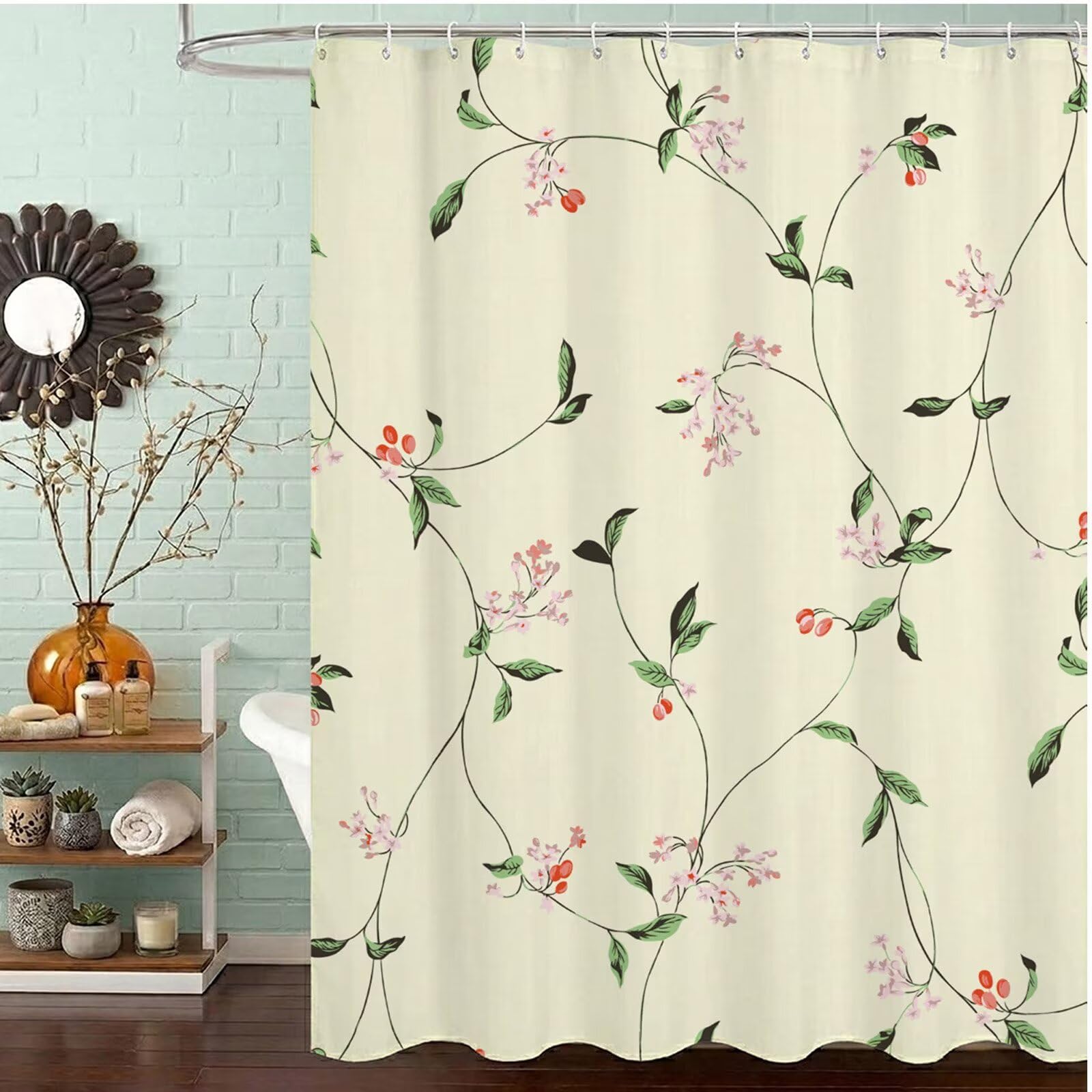 Rideau de douche polyester lavable 200x200 avec 12 crochets