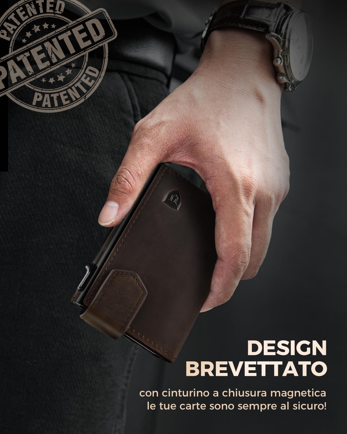 LORZOR Portacarte Uomo con Portamonete XXL, Portafoglio Uomo Slim con Chiusura Magnetica, Porta Tessere Tascabile, Porta Carte di Credito in Pelle con Protezione RFID, Wallet Pop-up per 10 Carte
