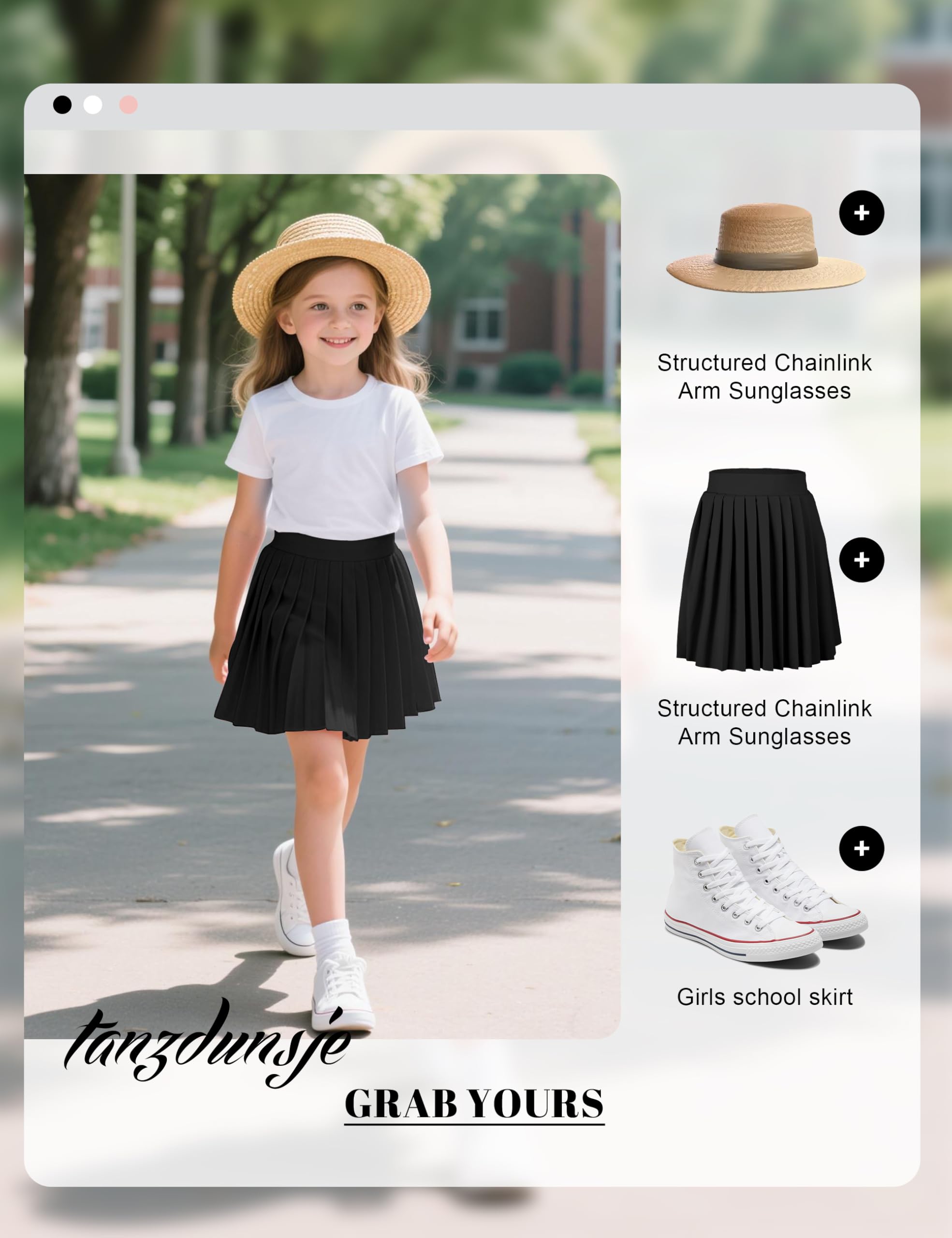 Faltenrock für Mädchen Kinder mit integrierten Shorts, Minirock Skorts mitmit 2 Seitentaschen, Mädchen Schuluniform-Skort Schwarze Skaterrock