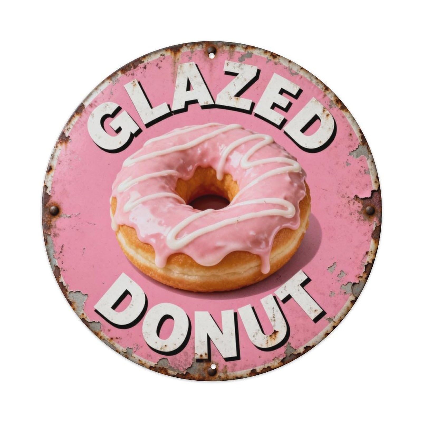 Glazed Donut Metal Tin Sign Plaque