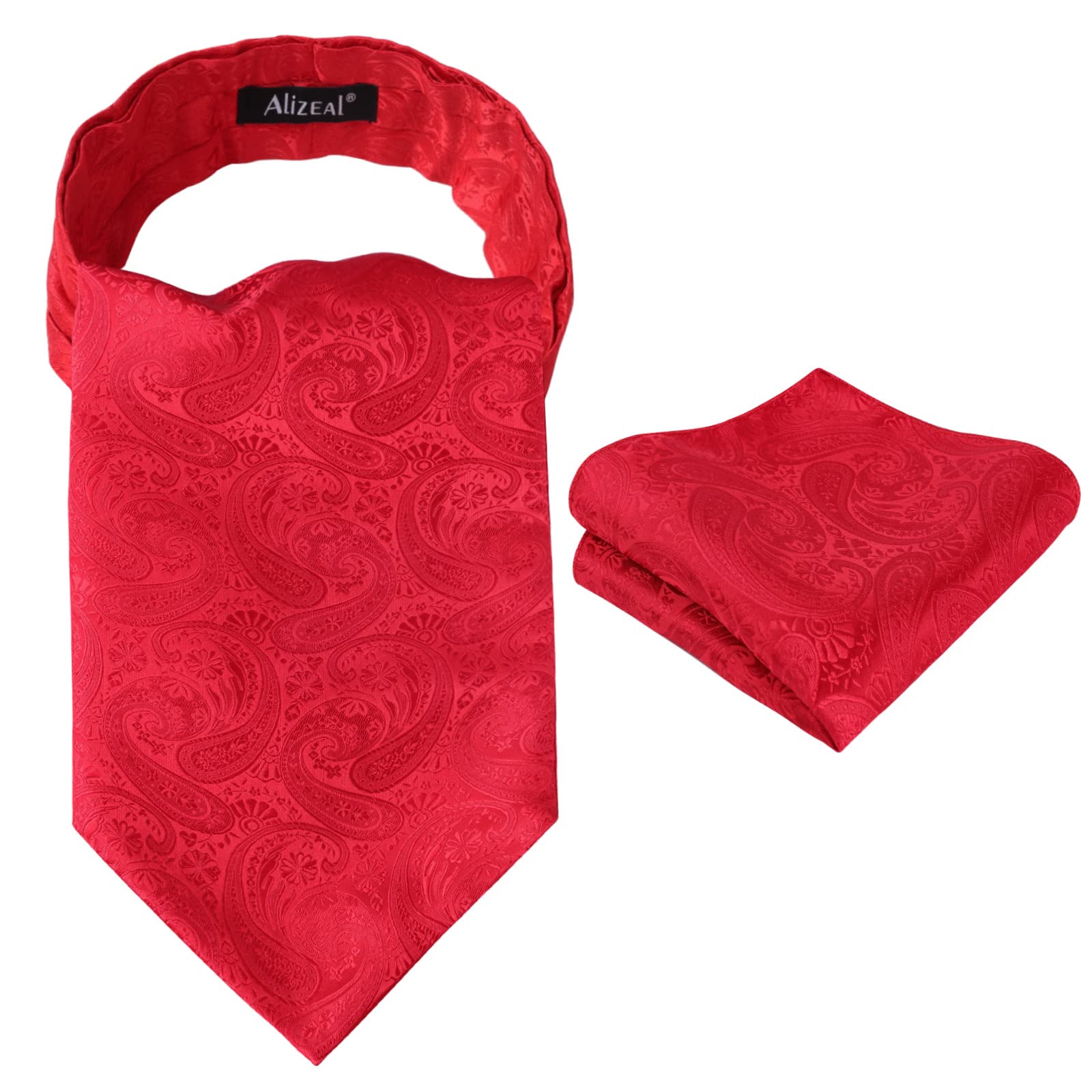 Alizeal Mens Self-tied Cravat Tie Ascot and Pocket Square Set