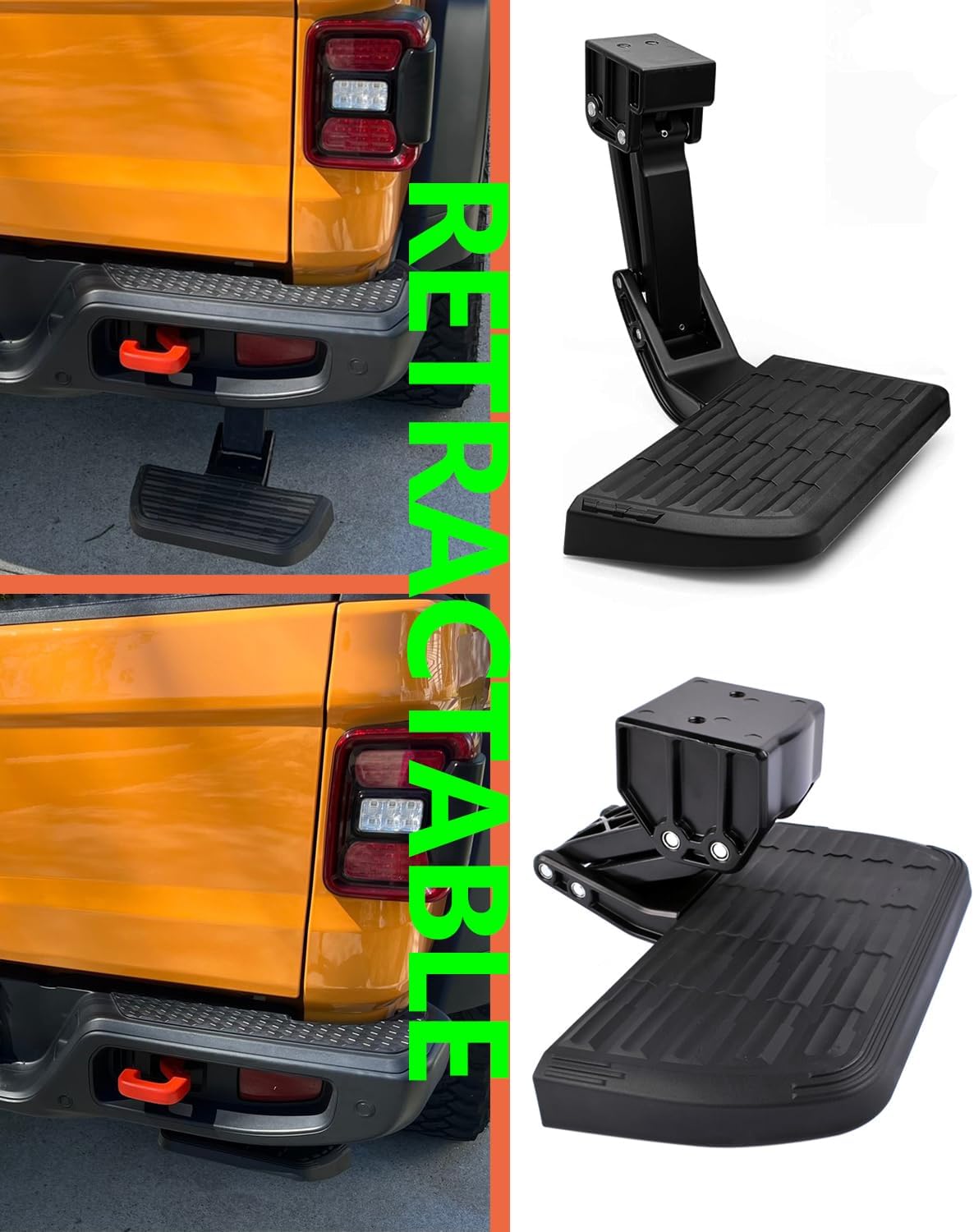 Rear Bed Step Retractable Bed Step Bumper Step Compatible with 2020 2021 2022 2023 2024 2025 2026 Jeep Gladiator JT 3.6L 5.7L Truck Rear Tailgate Bedsteps Replaces # 75326-01A 7532601A