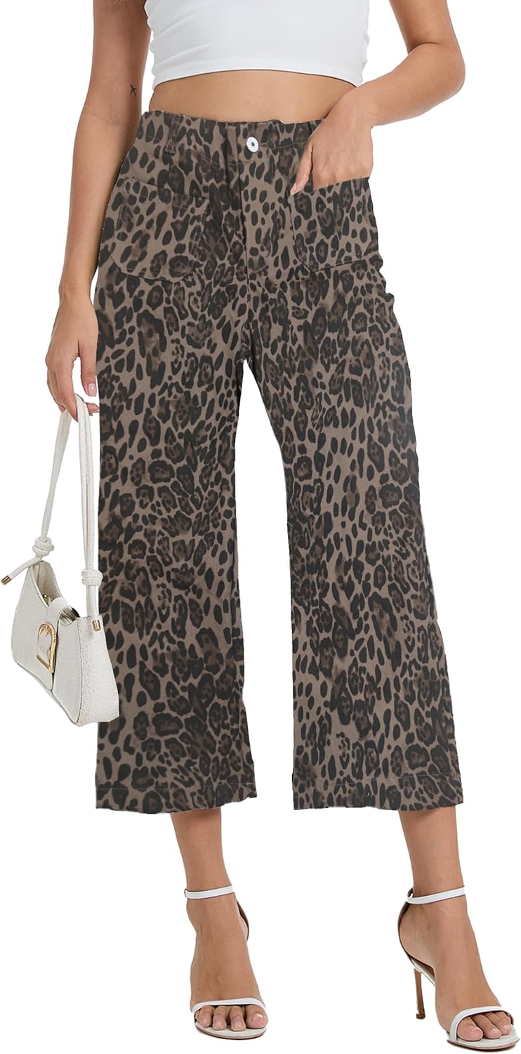 Wide Leg Jeans for Women Trendy High Waisted Flare Jeans Cropped Pants Stretchy Baggy - Image 2