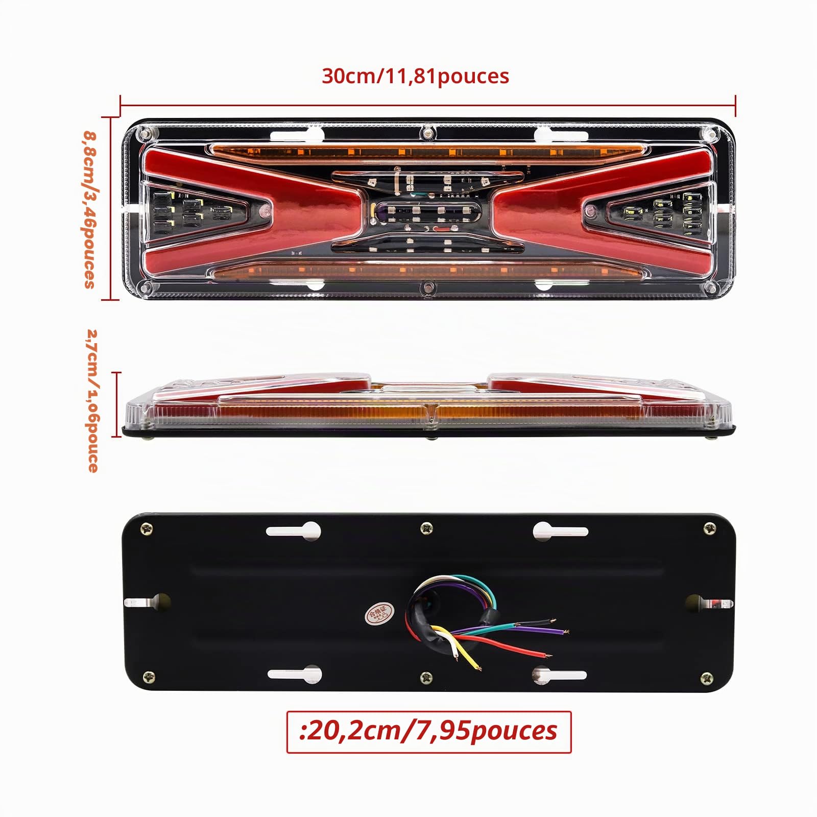 Feu de frein à remorque 24V feu arrière arrière, 2pcs Truck inverse stop feux de tour de virage indicateur de virage pour le tracteur de camion de voiture Caravan Campeur (LED131)