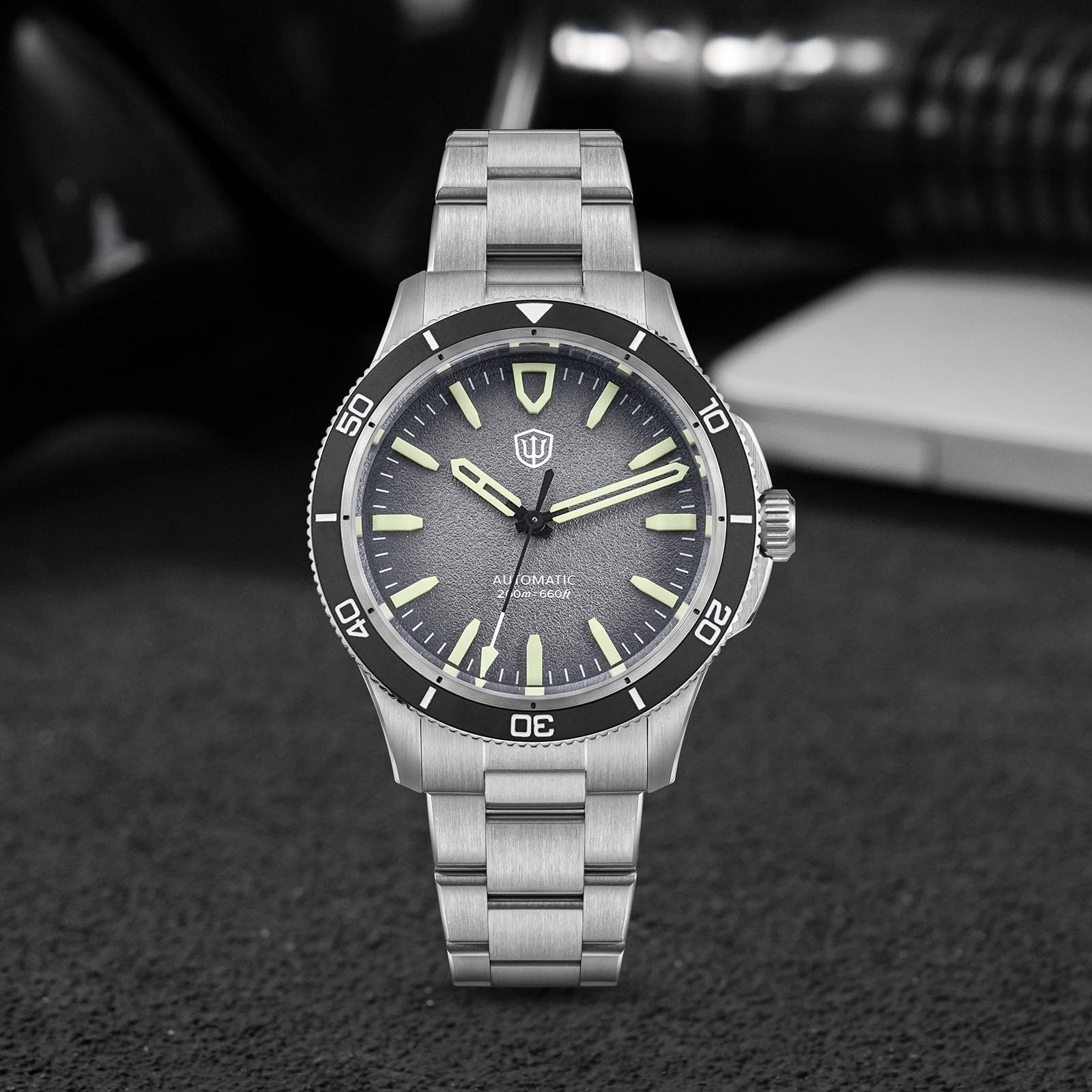 watchdives WD0019 Automatik Taucheruhr für Herren, ST2130 4Hz Mechanisches Uhrwerk, Saphirglas mit 5-Schichten AR-Beschichtung, 40mm Keramiklünette, 200M Wasserdicht, 316L Edelstahl Sport Taucheruhr