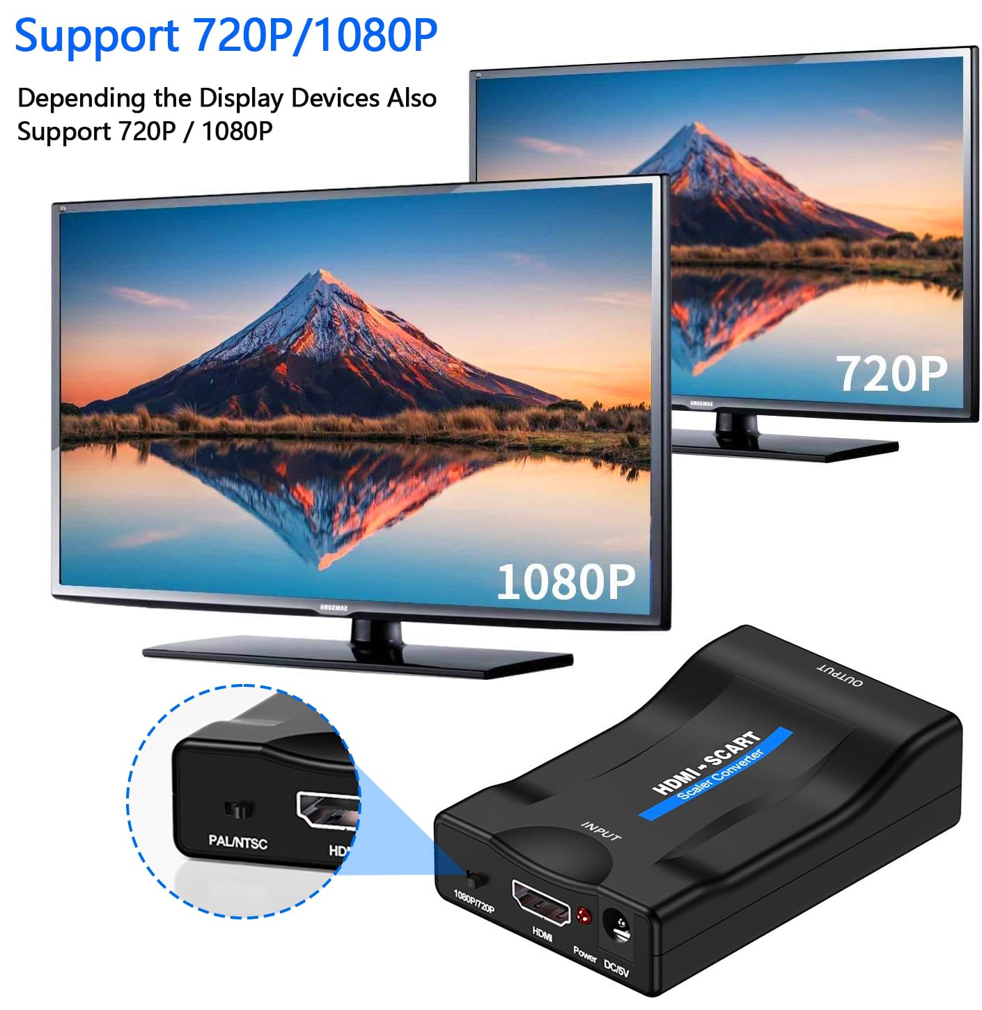 Konwerter HDMI na Scart PAL/NTSC 1080p Adapter do SKY HD Blu-Ray HDTV PC