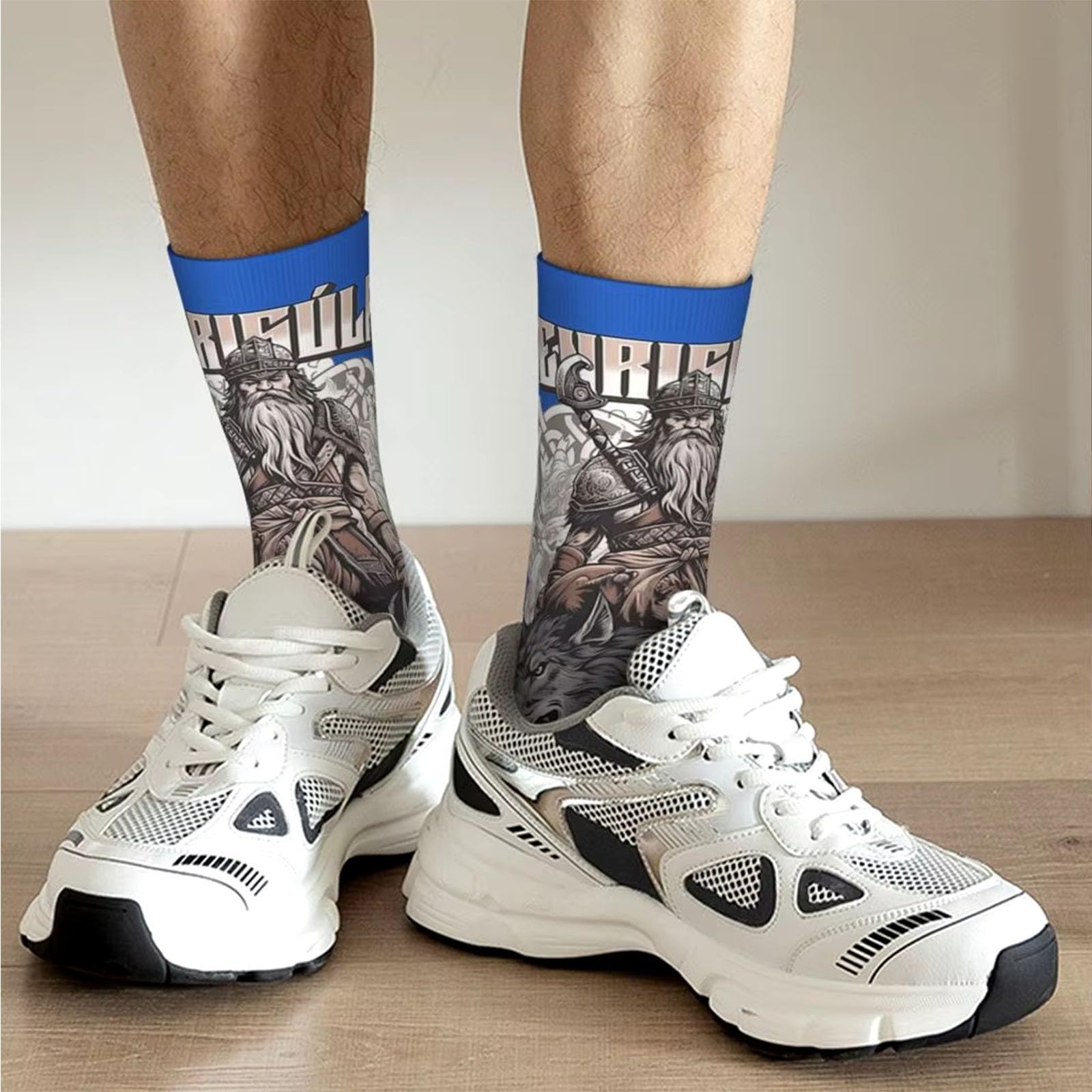Fenrir Wolf Wikinger Krieger Fahrradsocken für Herren Und Damen, Neuartige, Gut Sitzende, Lustige, Sportliche Basketball Schlauchsocken