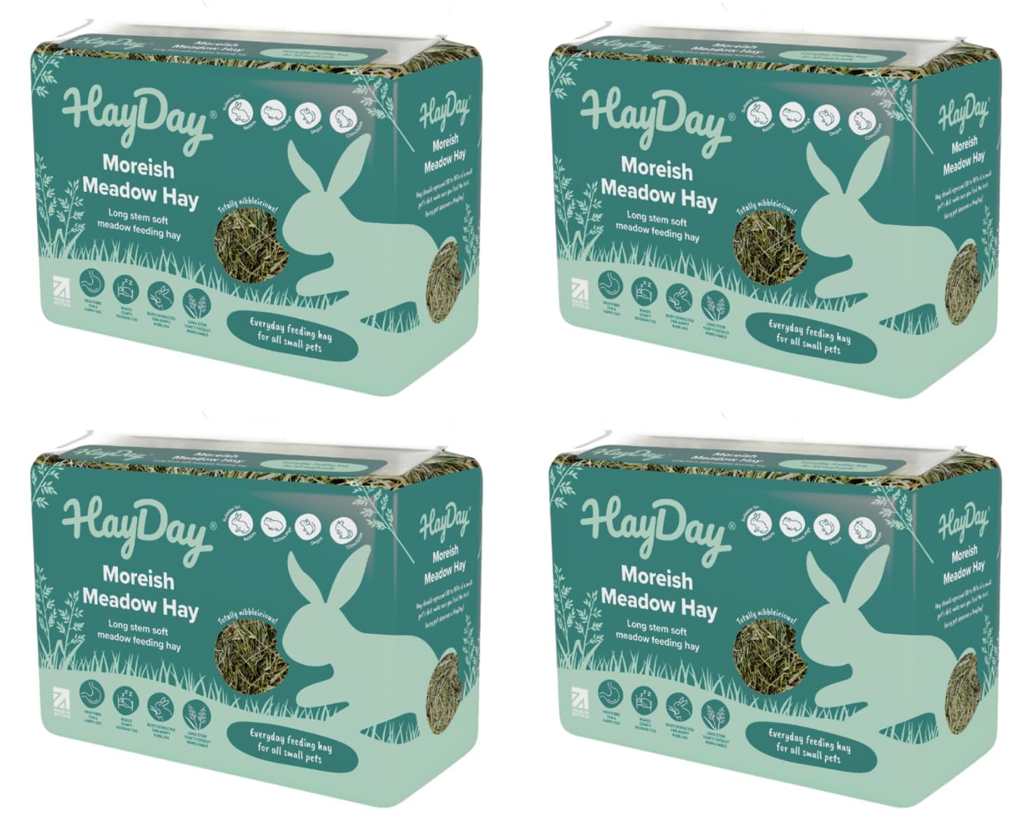 HayDay (1kg x 4pk) Premium Barn dried, long stem, nutritious moreish meadow feeding hay for small pets.