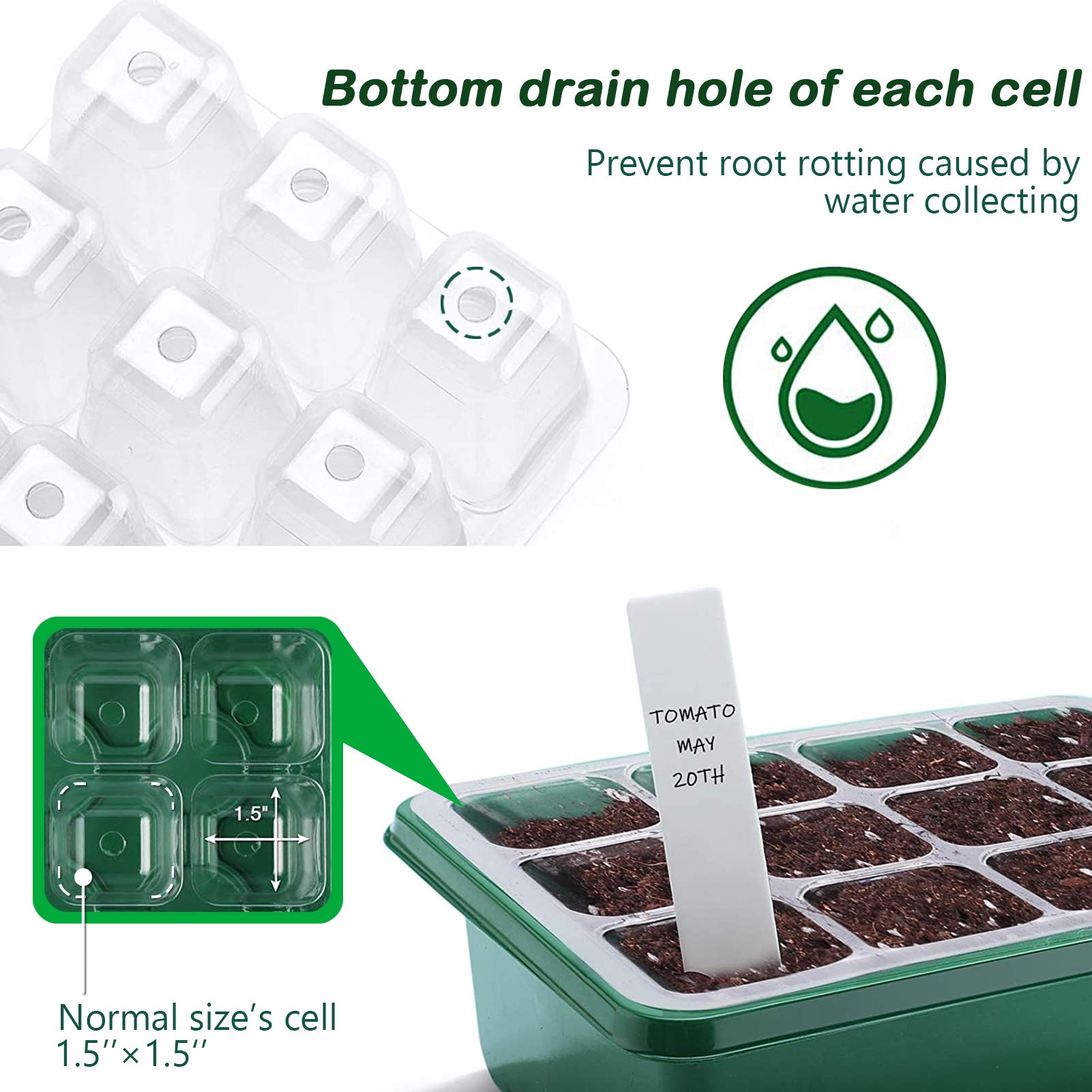 3Set Strong Plant Growing Trays with Humidity Domes for Seed Starting