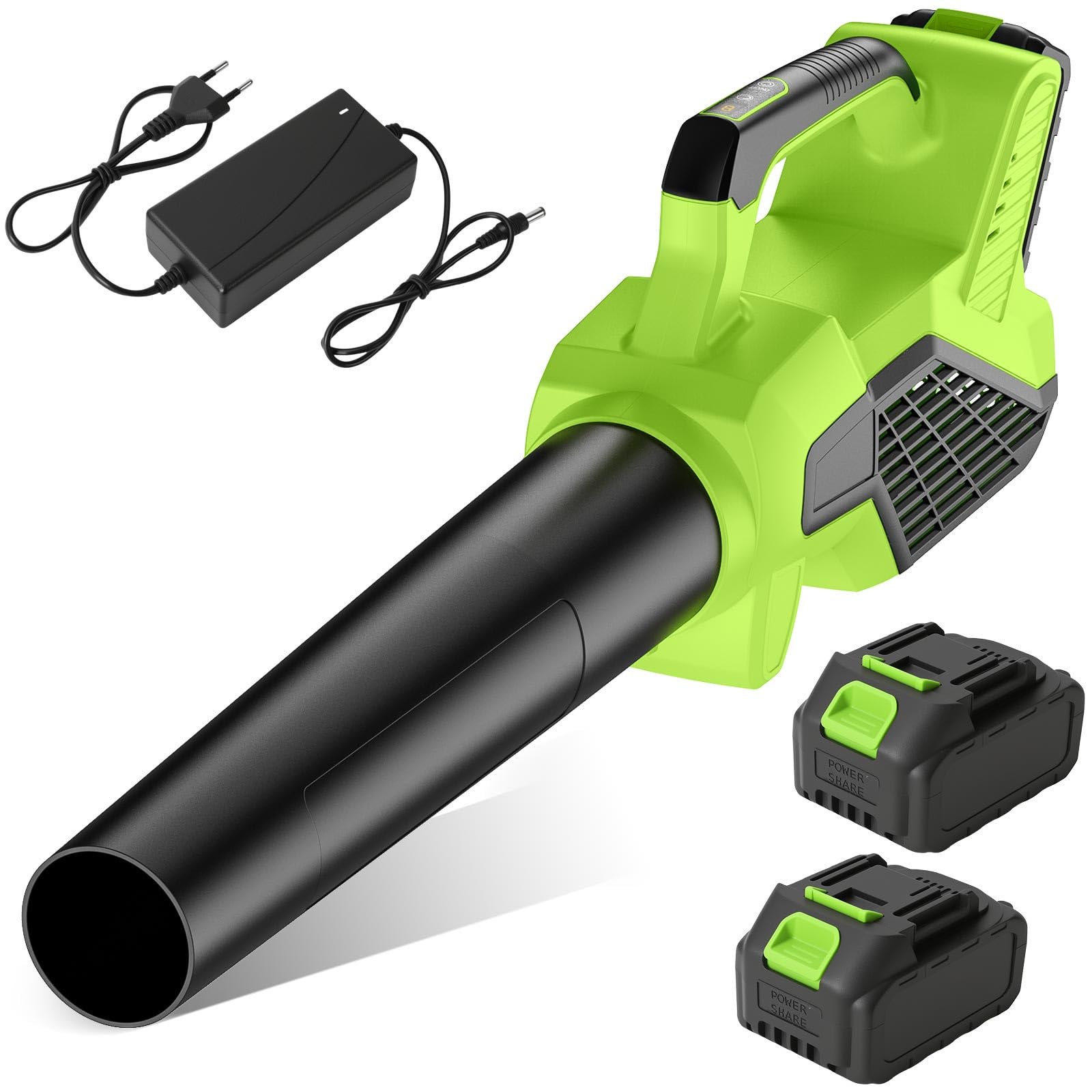 Soffiatore Foglie a Batteria con 2 Batterie 3.0 Ah e Caricatore