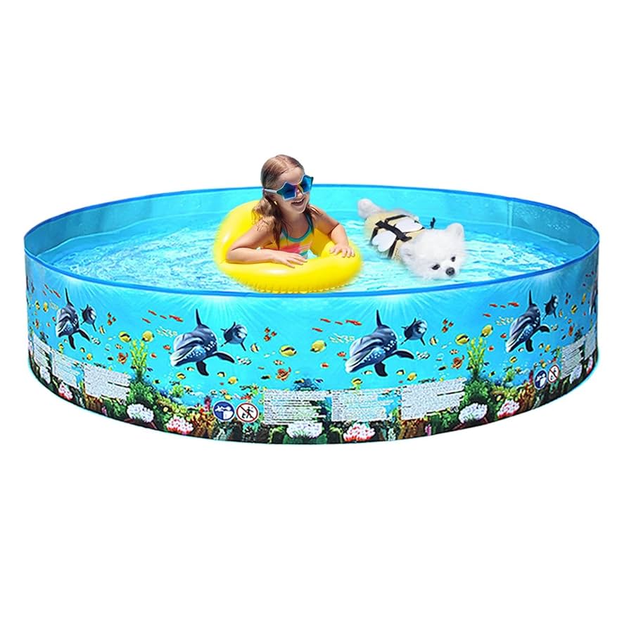 Foldable Pool IGUOHAO Dog Pool PVC Hard Plastic Pet Swimming Pools