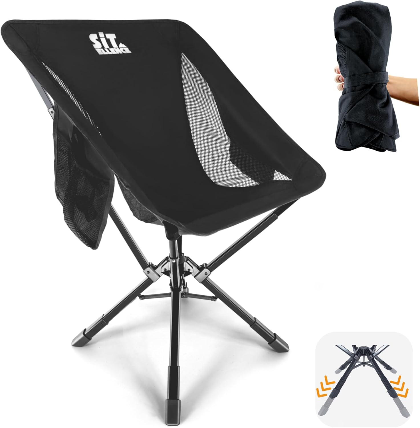 Amazon.com: ADJ-Q2 Portable Camping Chair - Adjustable Height Folding ...