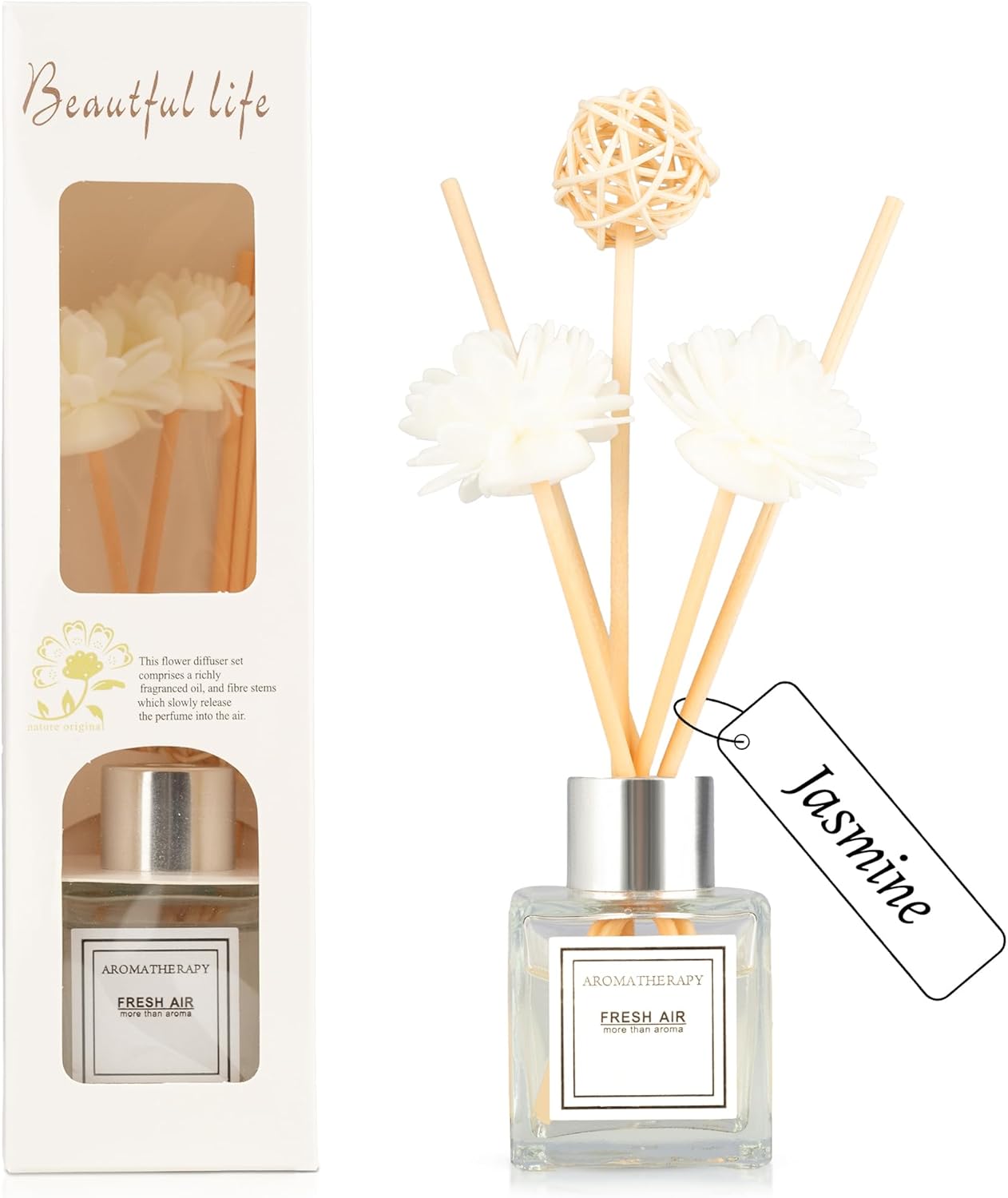 Diffuser with Sticks, Jasmine Scent for Bathroom Accessories