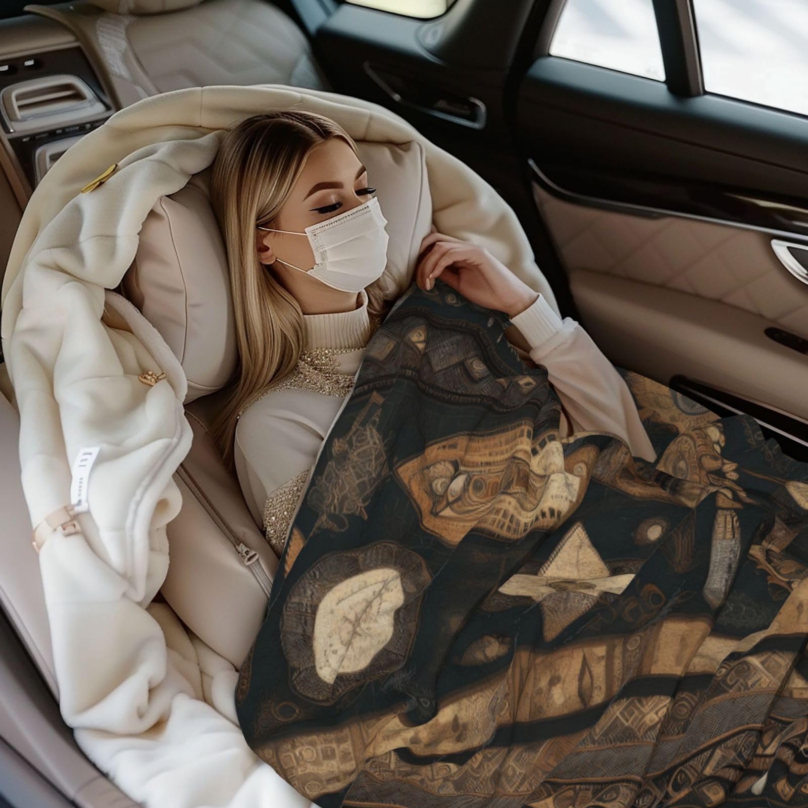 Manta de franela estampada de estilo bohemio de 80 x 60 pulgadas, 30-80 pulgadas. Una manta cálida para uso doméstico en otoño y una manta de viaje portátil.