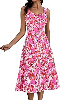 Sun Dresses for Women 2025 Vacation Summer Wedding Floral Boho Maxi Dress Spaghetti Strap A Line Casual Beach - Buy now