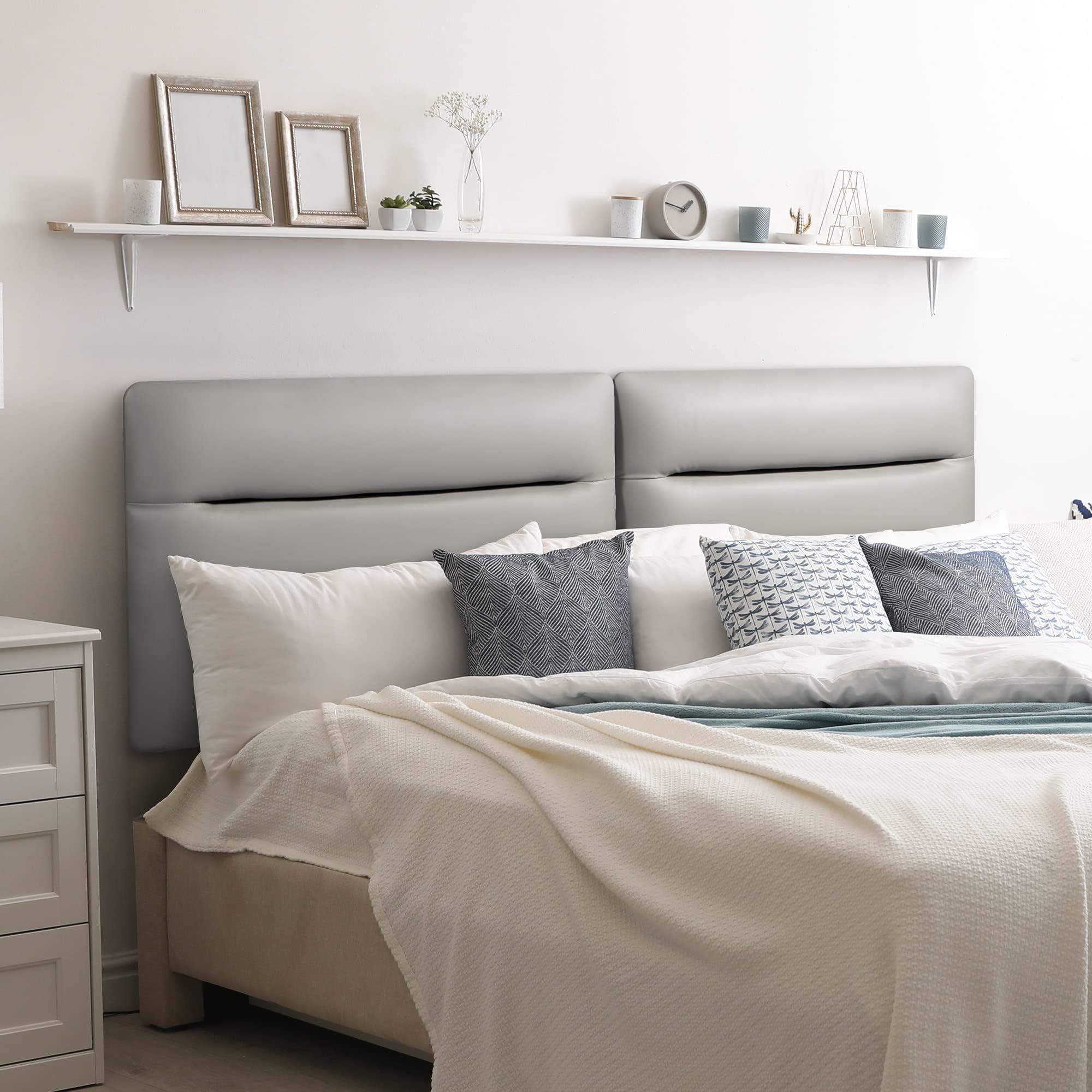 SunsGrove Wall Mount Faux Leather Headboard for King Size Bed, Modern Style