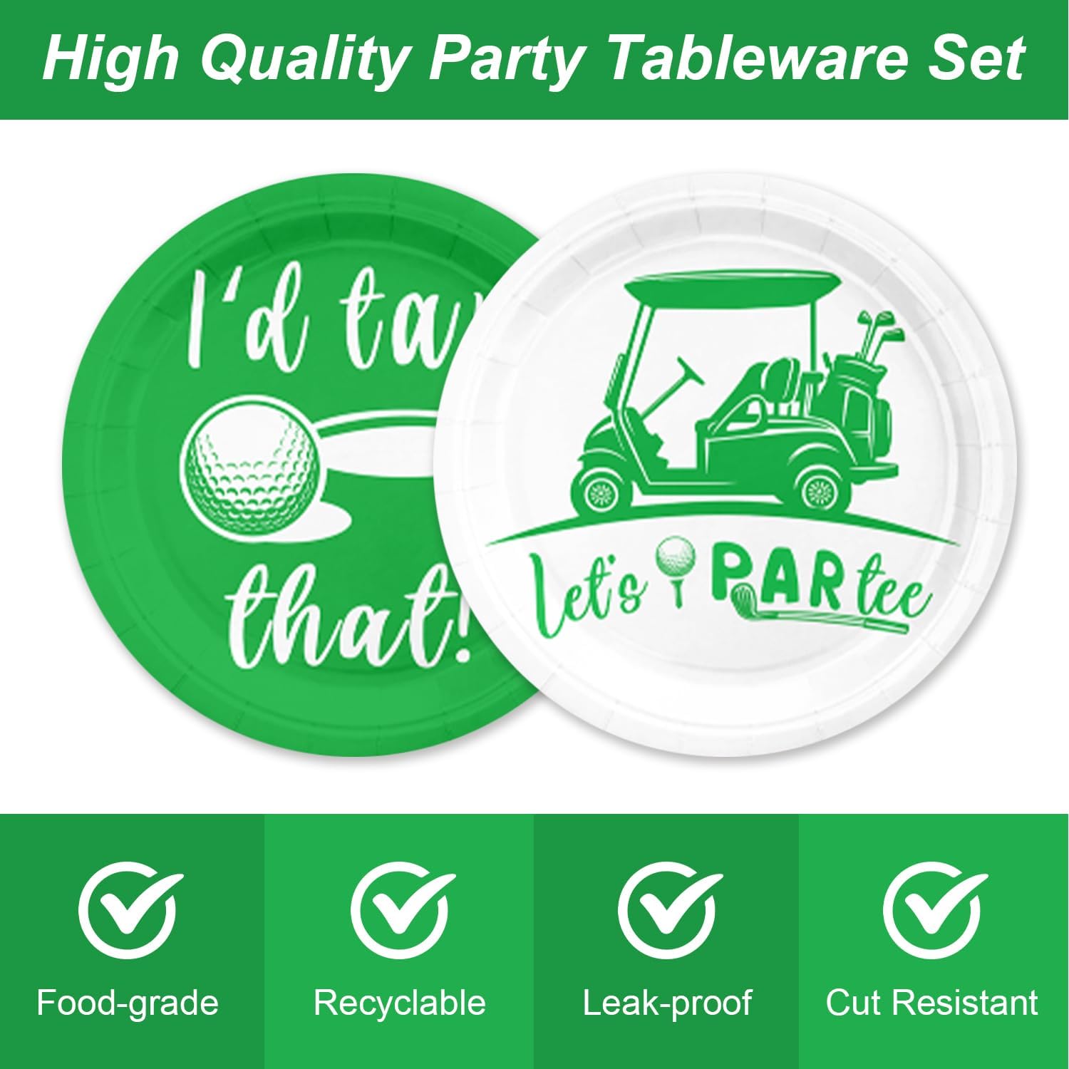 48pcs Golf Party Supplies,include 16 Dessert plate,16 Napkin And 16 Fork,Golf Party Plate Napkin Fork Set,Used for Golf Party Decoration