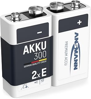 ANSMANN 9V Rechargeable Batteries 300mAh pre-Charged Low Self-Discharge NiMH 9 Volt Battery 9V Battery (2-Pack)