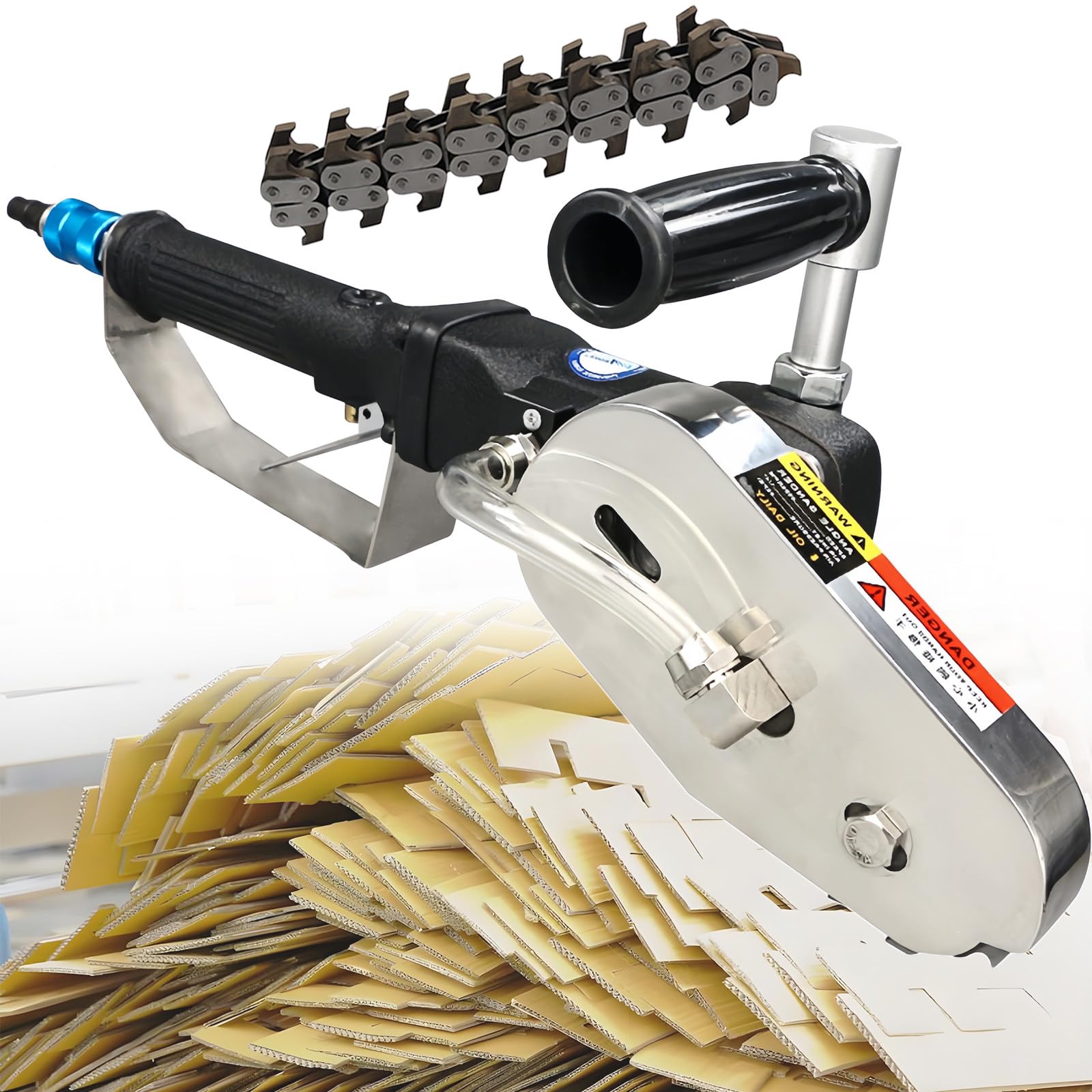 Máquina peladora de papel industrial con funcionamiento neumático para recortar cartón y cajas, herramienta de corte corrugado eficiente